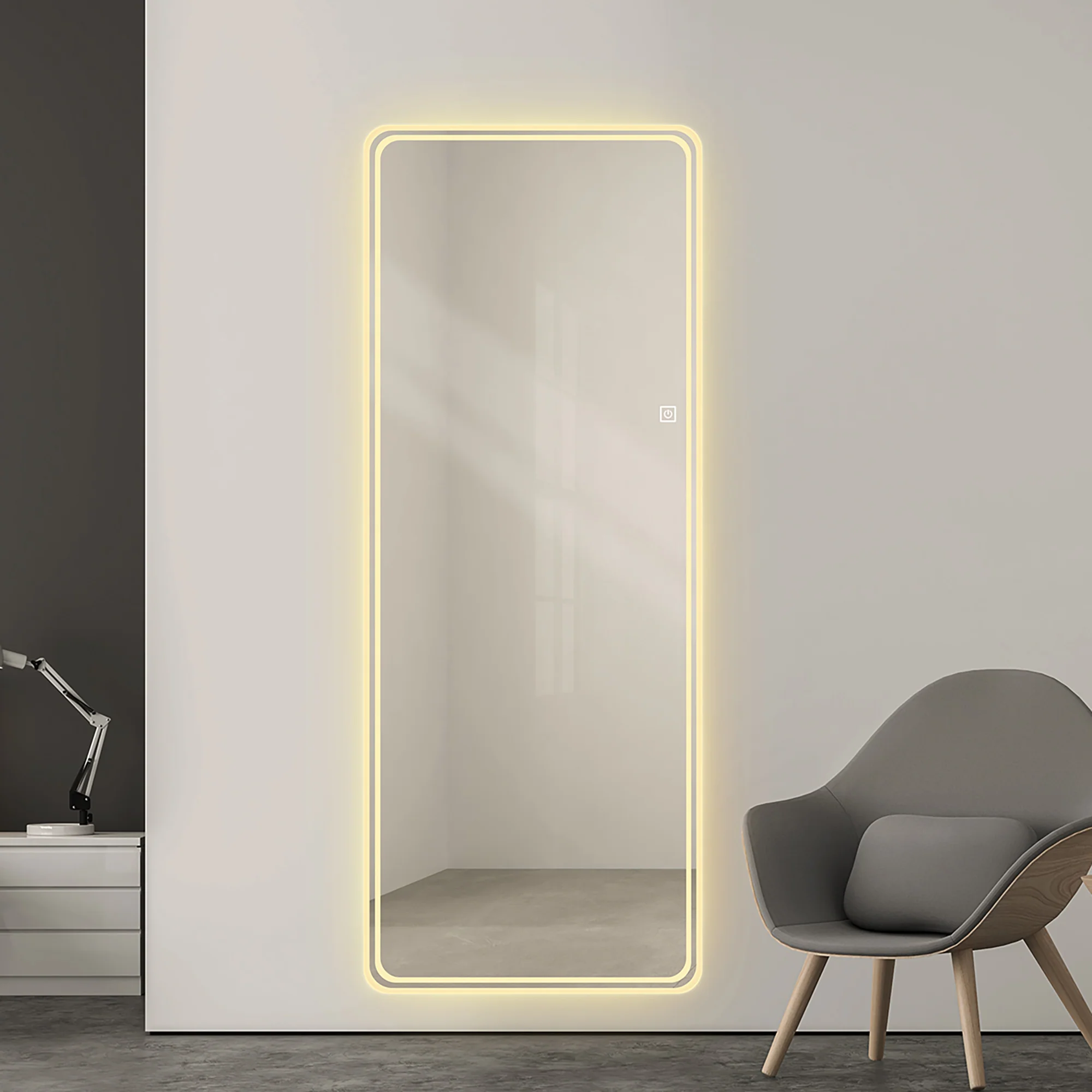 Walker Edison | LED Light Full Length Floor Mirror 64x21 Inches - Image 2