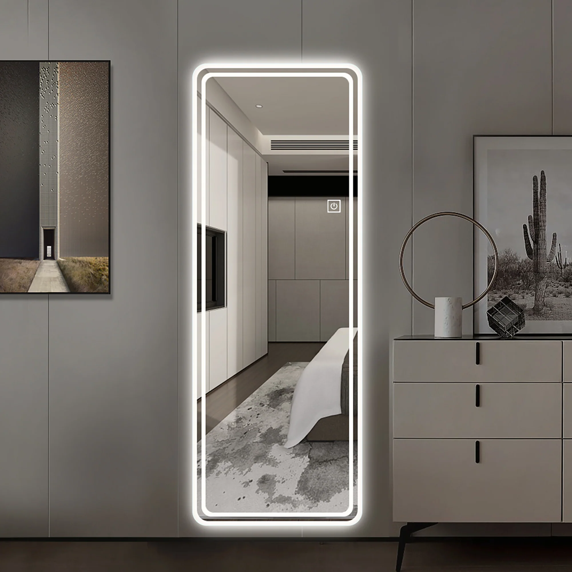 Walker Edison | LED Light Full Length Floor Mirror 64x21 Inches - Image 3