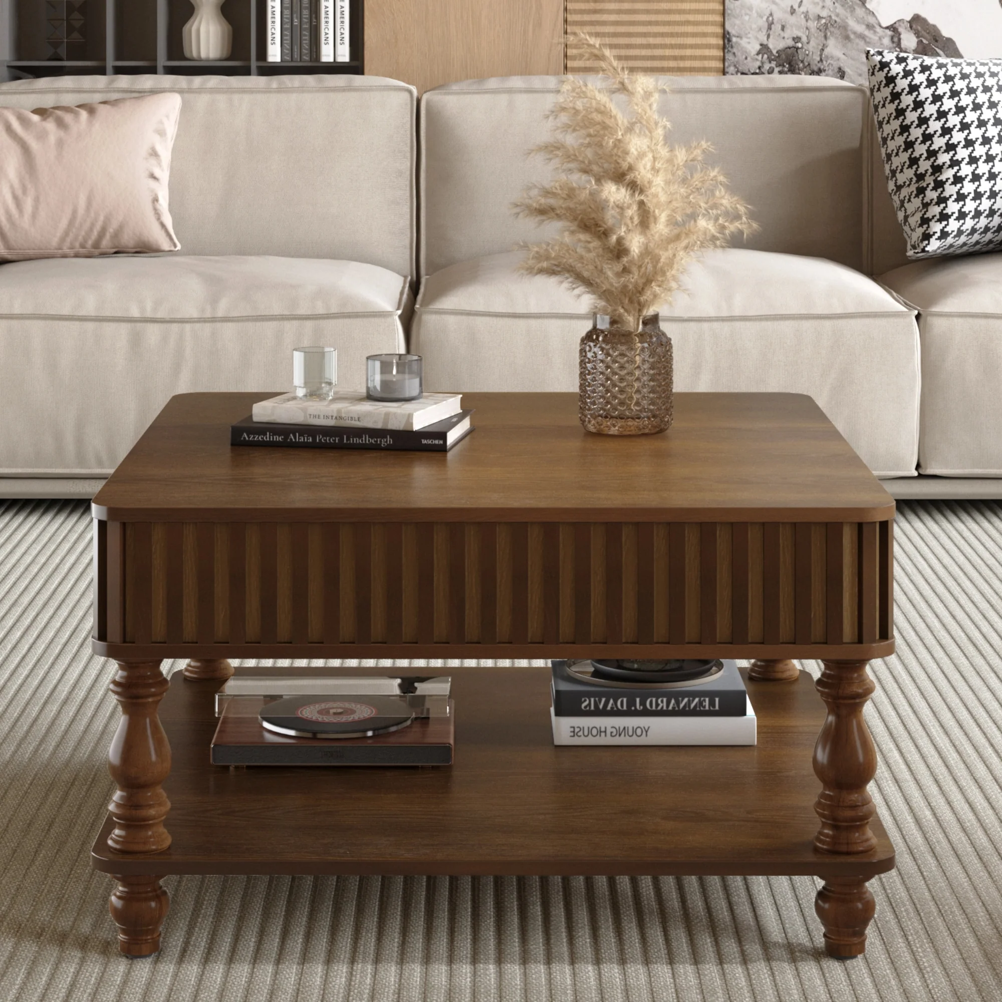 Walker Edison | Lift-Top Elevated Traditional Fluted Coffee Table - Image 19
