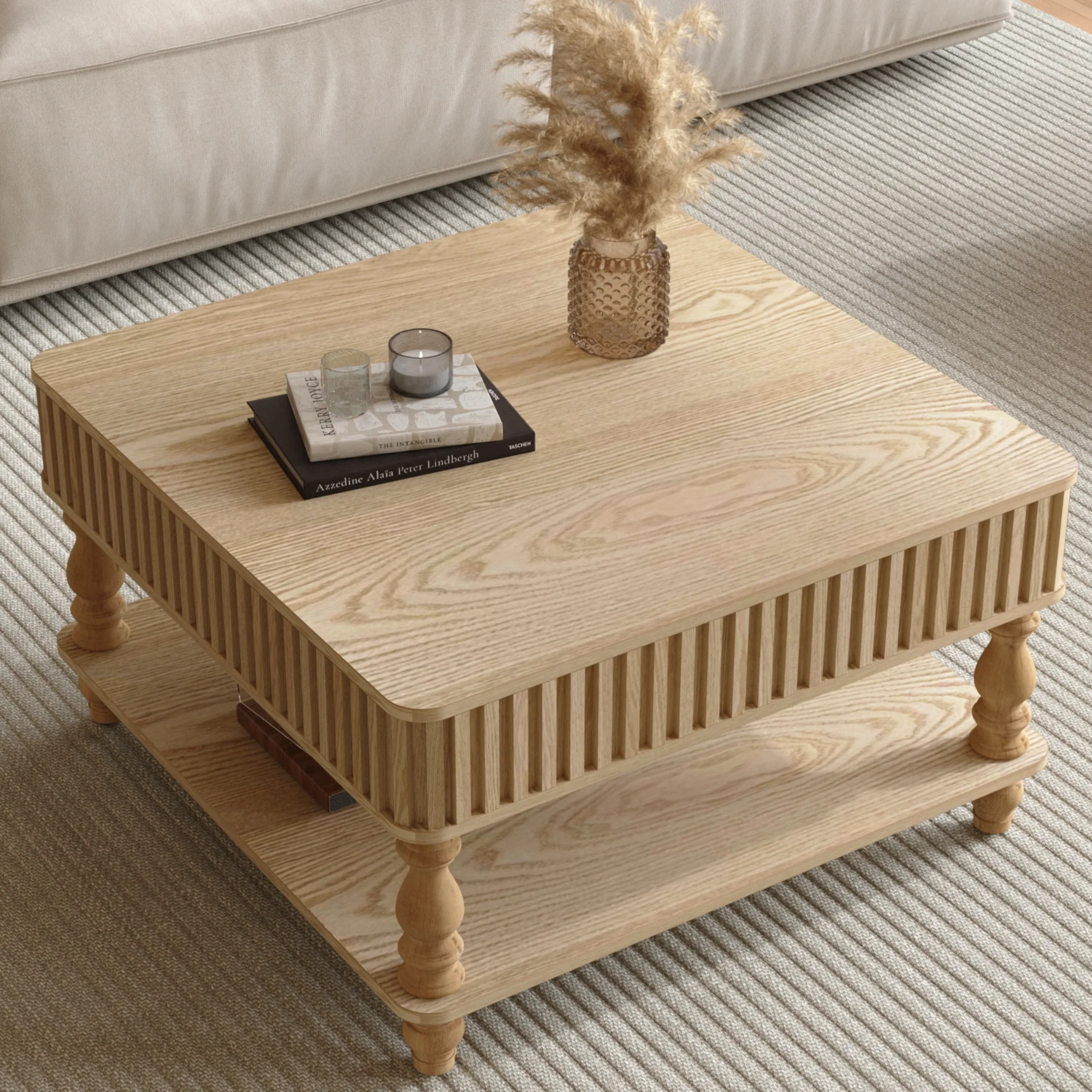 Walker Edison | Lift-Top Elevated Traditional Fluted Coffee Table - Image 5