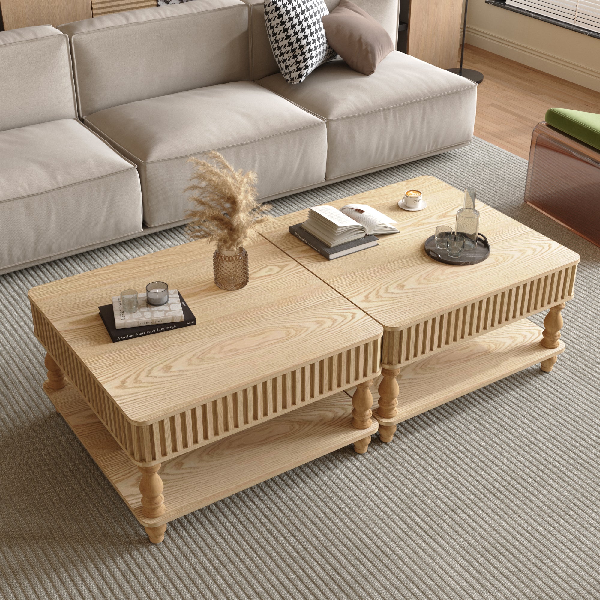 Walker Edison | Lift-Top Elevated Traditional Fluted Coffee Table - Image 6