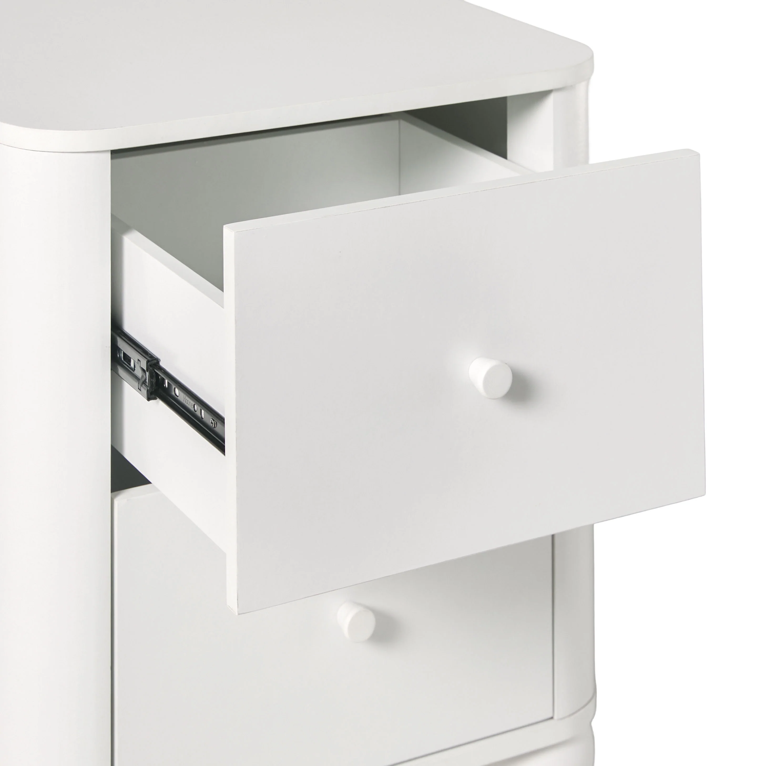 Linley Modern Curve Wood 2 Drawer Nightstand with Round Feet - Image 18