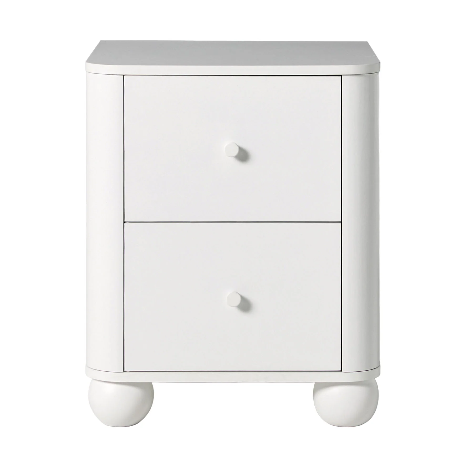 Linley Modern Curve Wood 2 Drawer Nightstand with Round Feet - Image 21