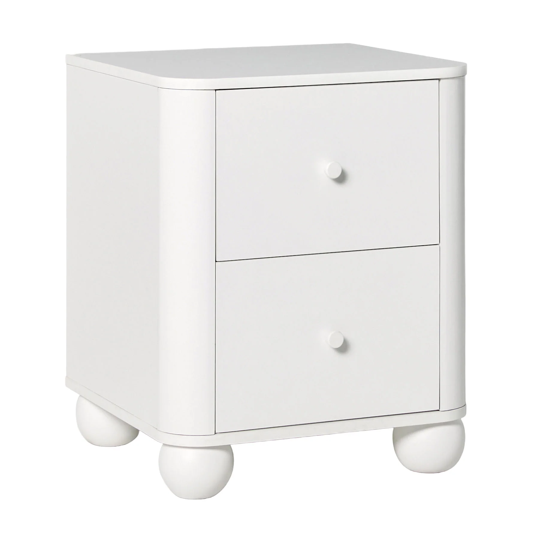 Linley Modern Curve Wood 2 Drawer Nightstand with Round Feet - Image 22