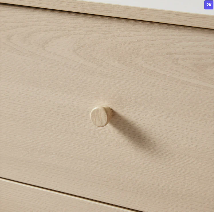 Linley Modern Curve Wood 2 Drawer Nightstand with Round Feet - Image 25
