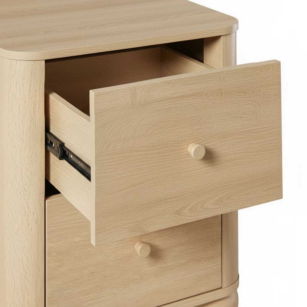Linley Modern Curve Wood 2 Drawer Nightstand with Round Feet - Image 26