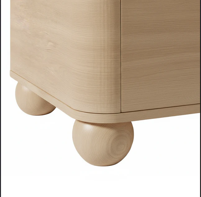 Linley Modern Curve Wood 2 Drawer Nightstand with Round Feet - Image 27