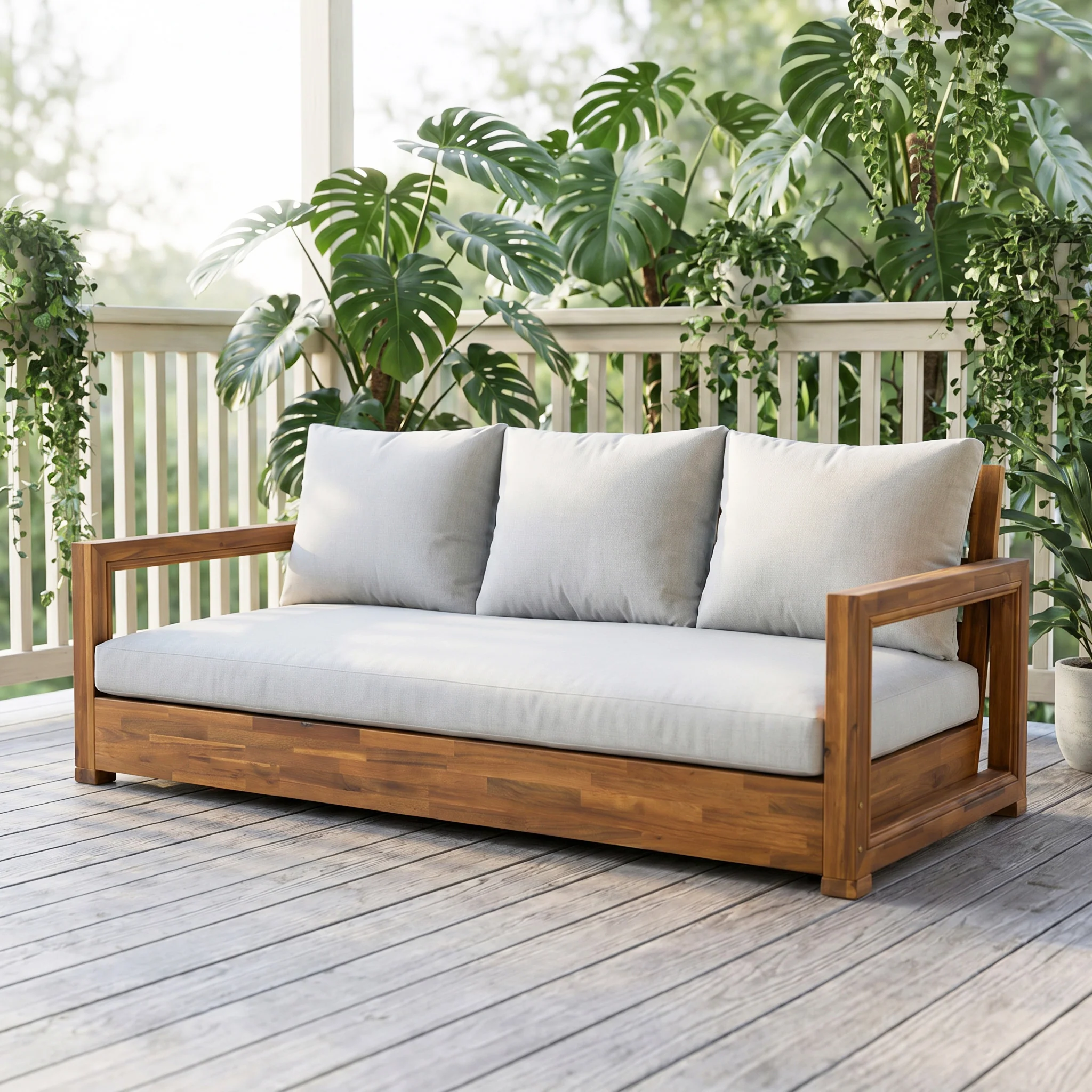 Low Seating Acacia Wood Outdoor Sofa Daybed
