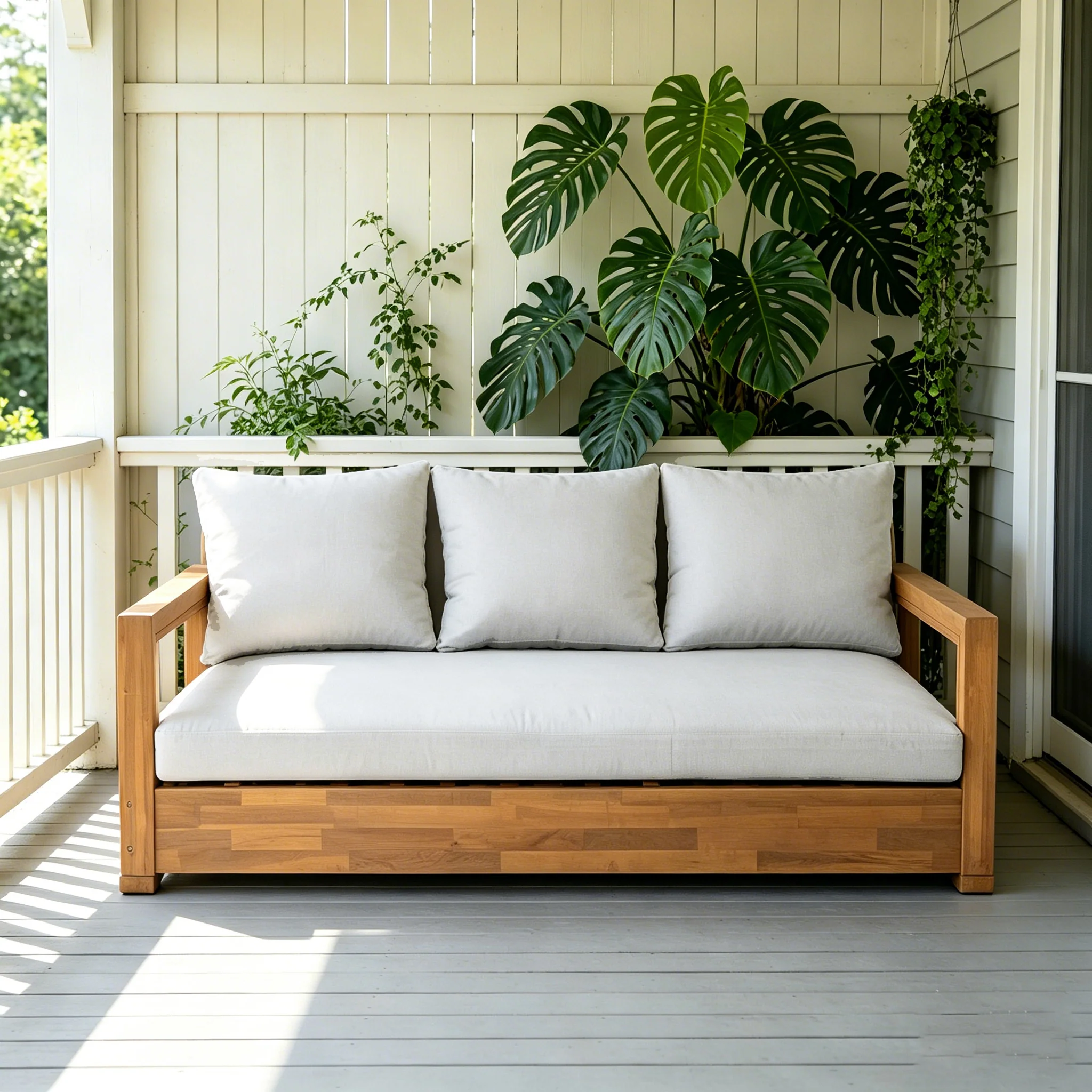 Low Seating Acacia Wood Outdoor Sofa Daybed - Image 2