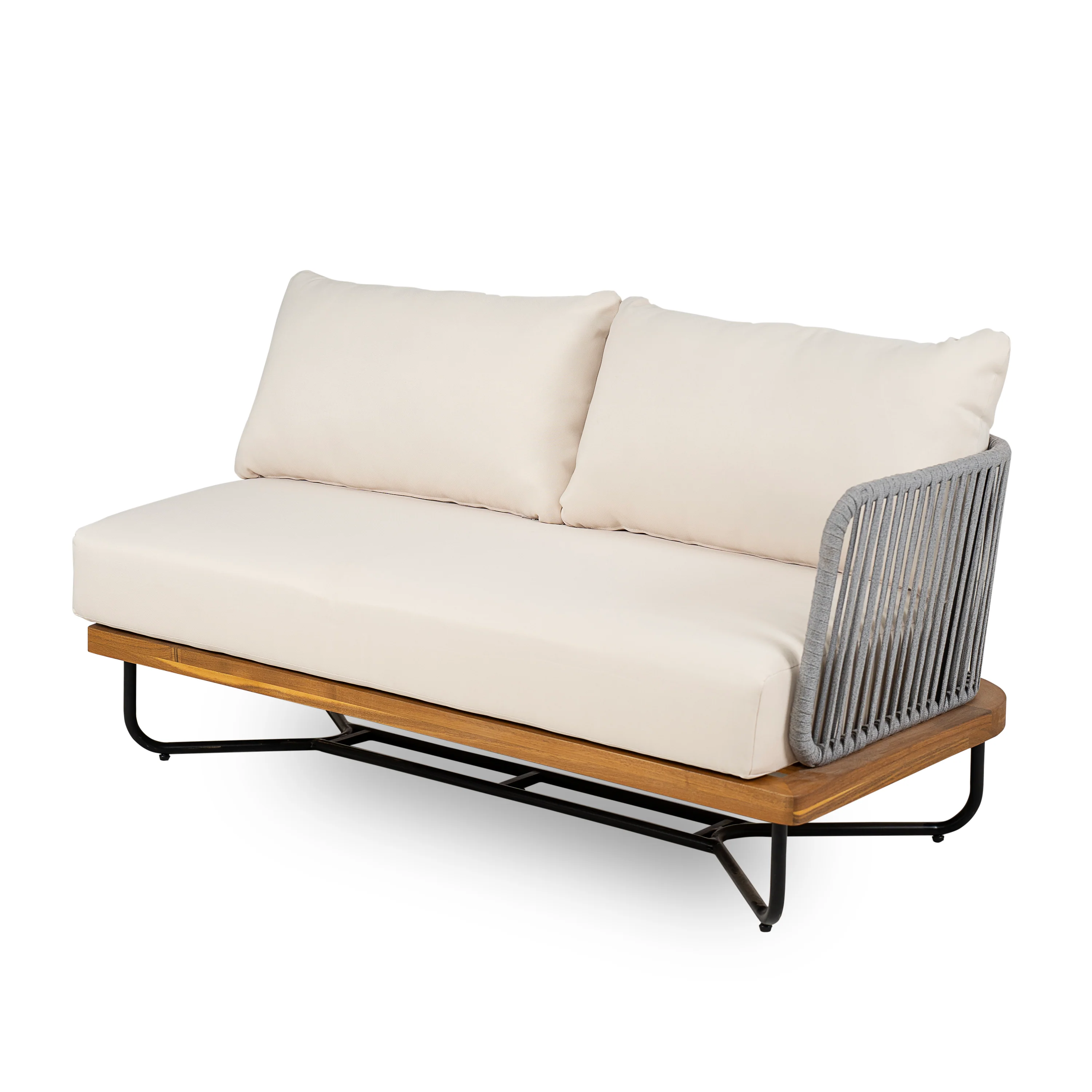 Lucca Acacia Wood and Rope Woven Outdoor Patio Sofa Loveseat Set - Image 10