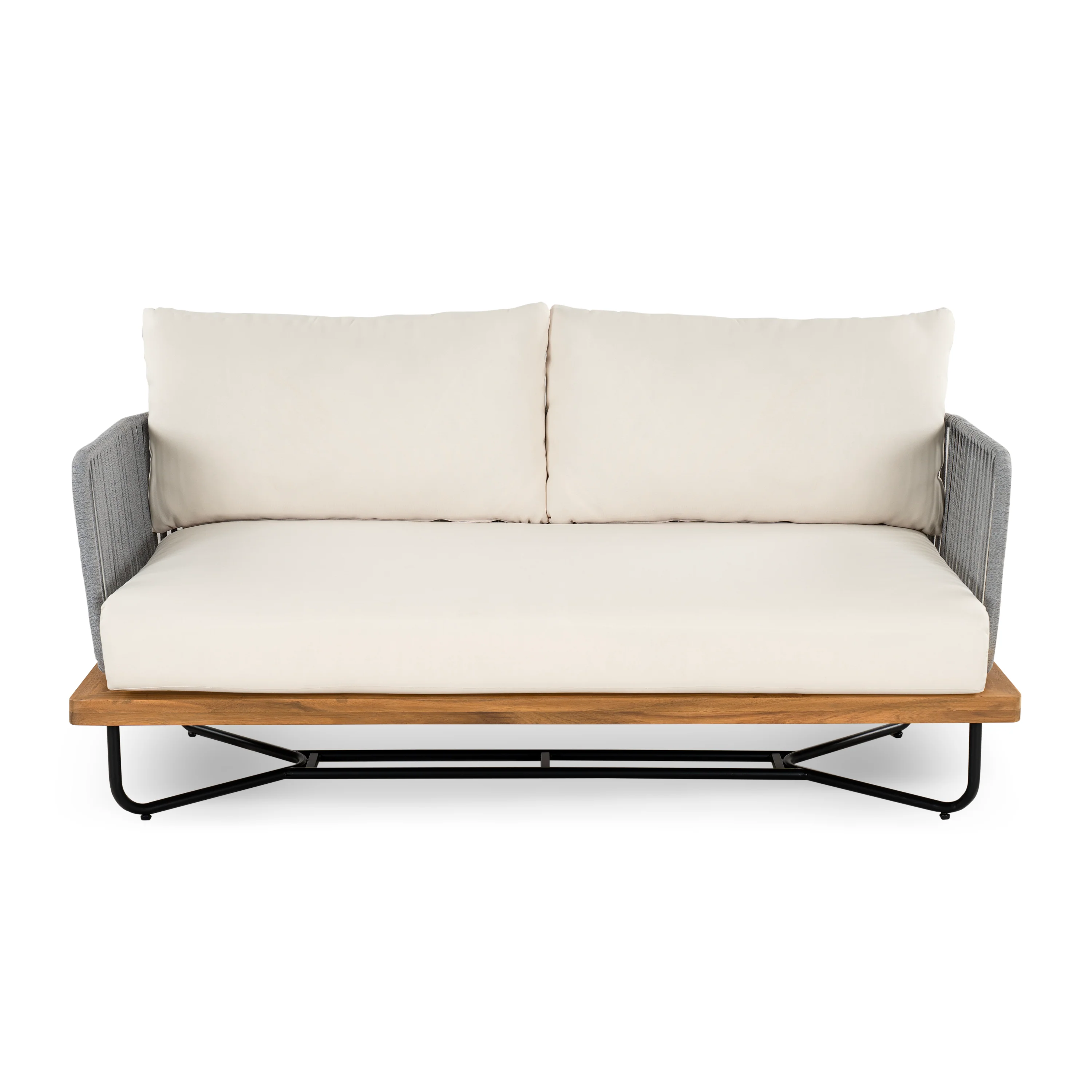 Lucca Acacia Wood and Rope Woven Outdoor Patio Sofa Loveseat Set - Image 12
