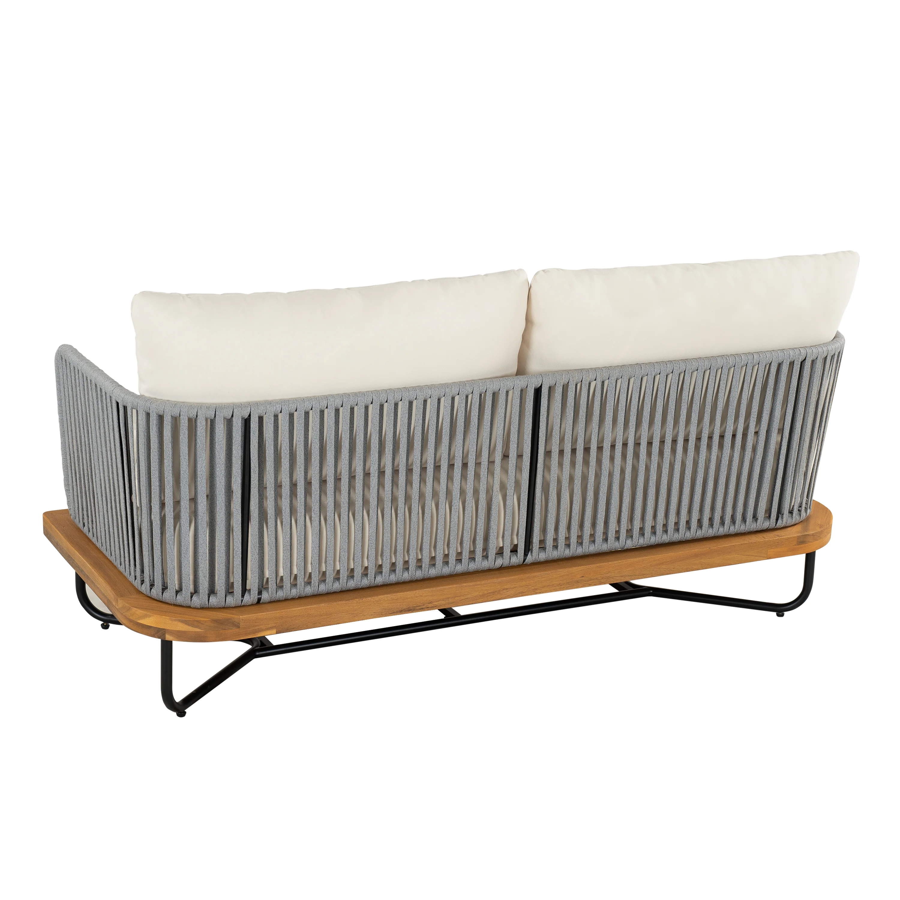 Lucca Acacia Wood and Rope Woven Outdoor Patio Sofa Loveseat Set - Image 14