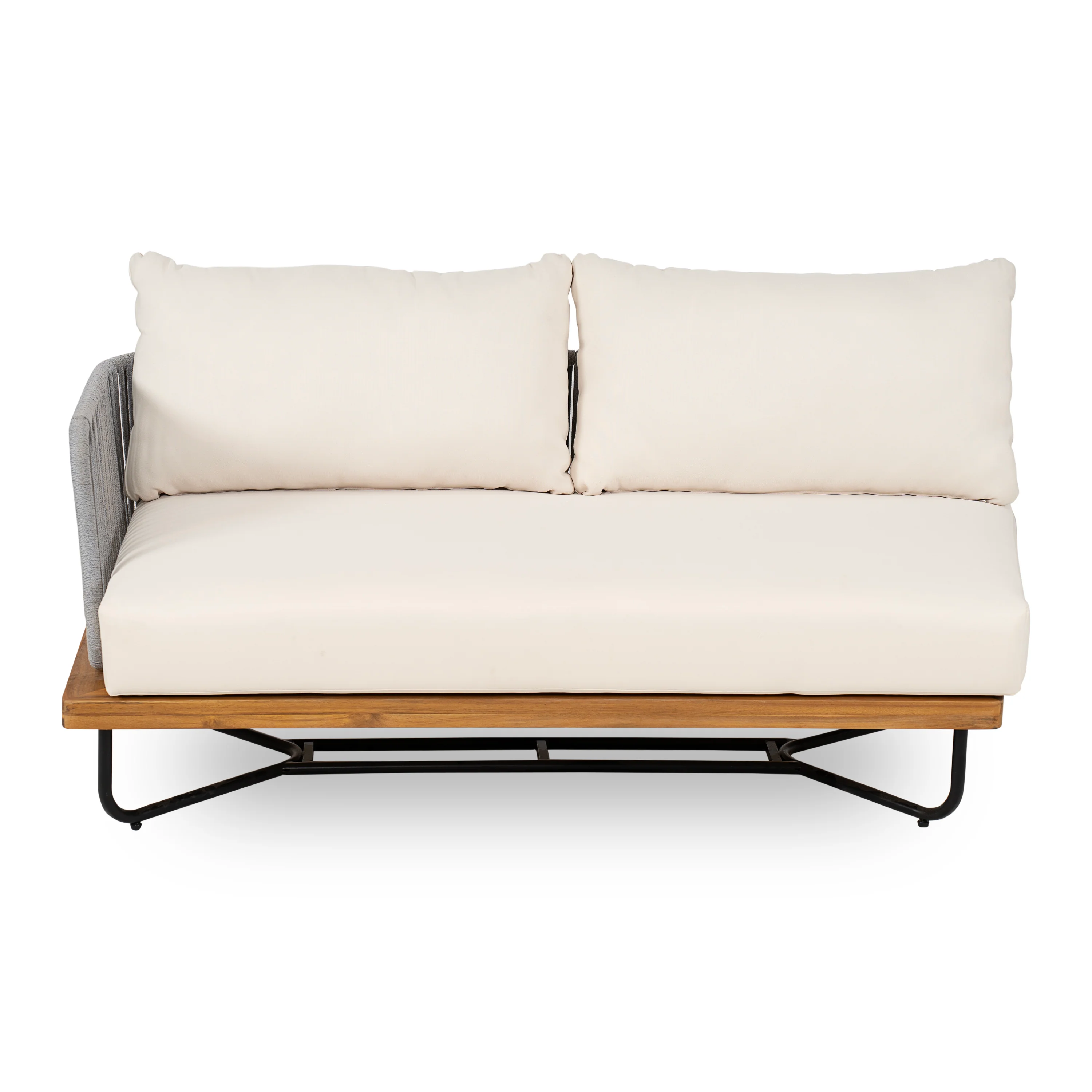 Lucca Acacia Wood and Rope Woven Outdoor Patio Sofa Loveseat Set - Image 6