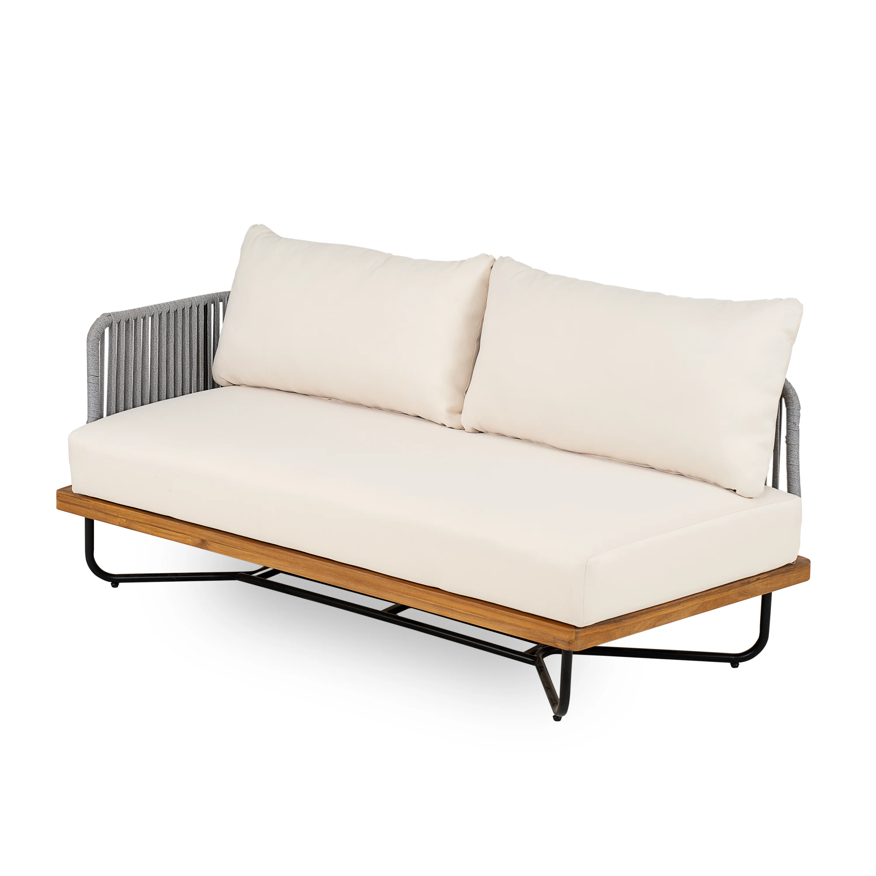 Lucca Acacia Wood and Rope Woven Outdoor Patio Sofa Loveseat Set - Image 7