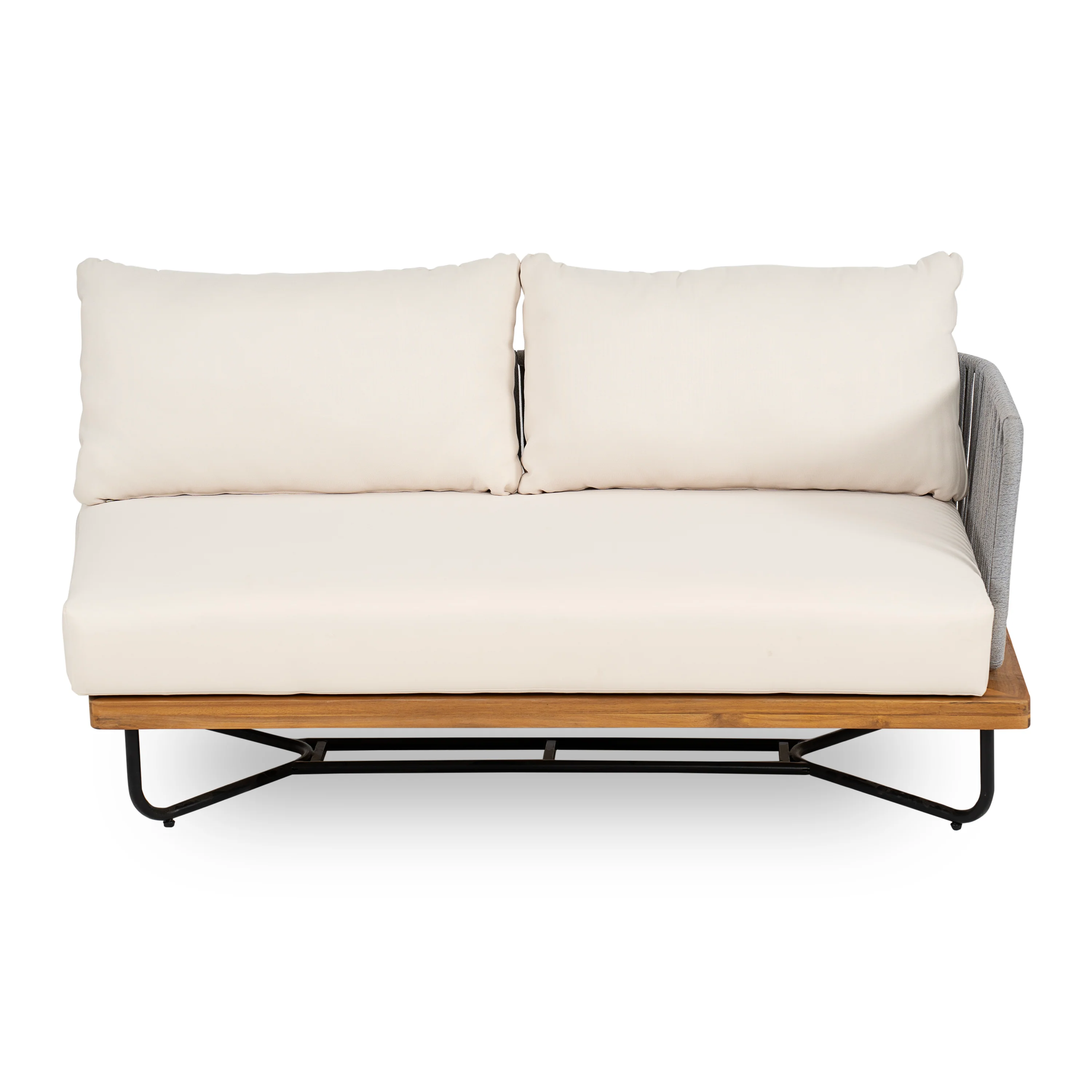 Lucca Acacia Wood and Rope Woven Outdoor Patio Sofa Loveseat Set - Image 9