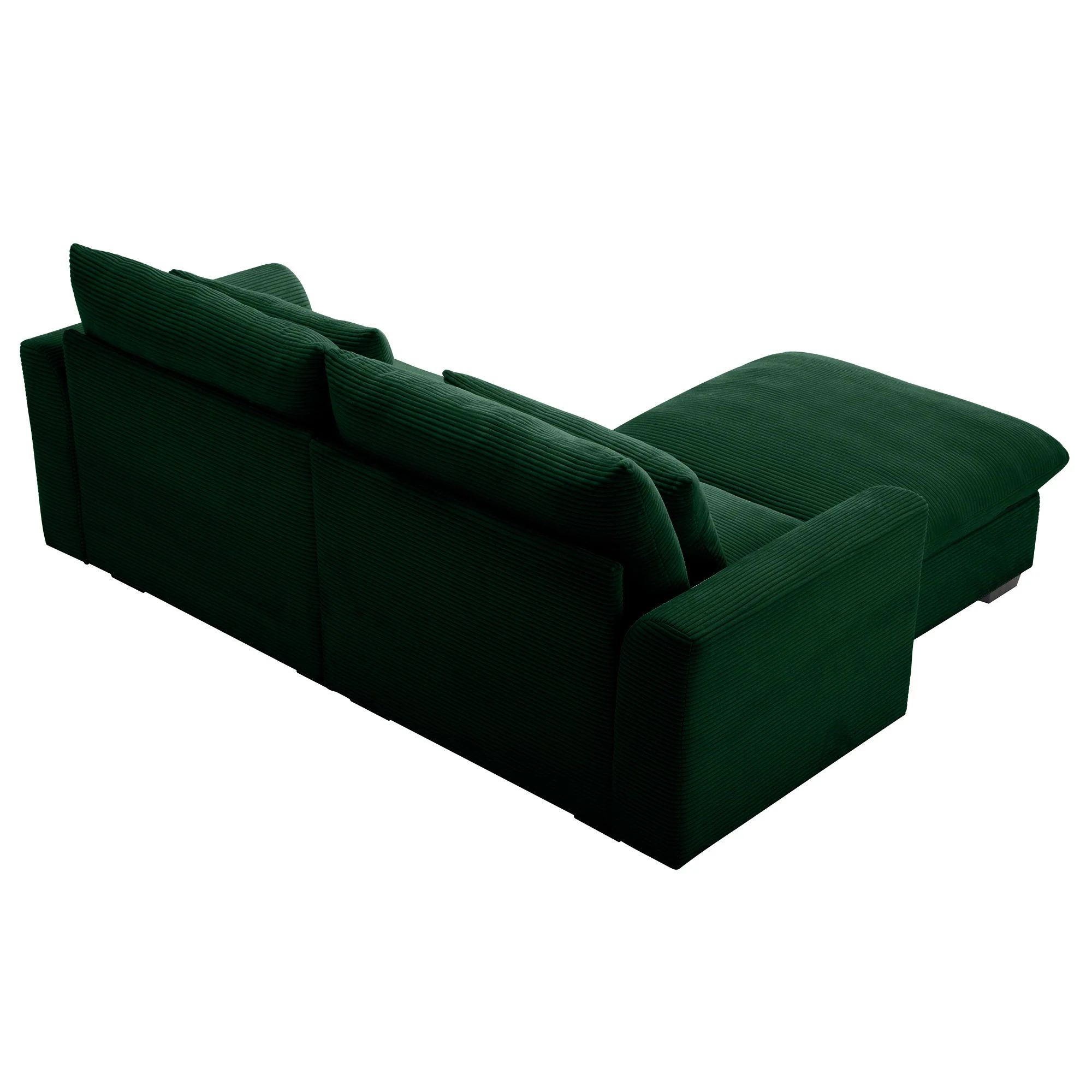Walker Edison | Lux Green Corduroy Cloud Modular Loveseat Couch with Storage Ottoman - Image 7