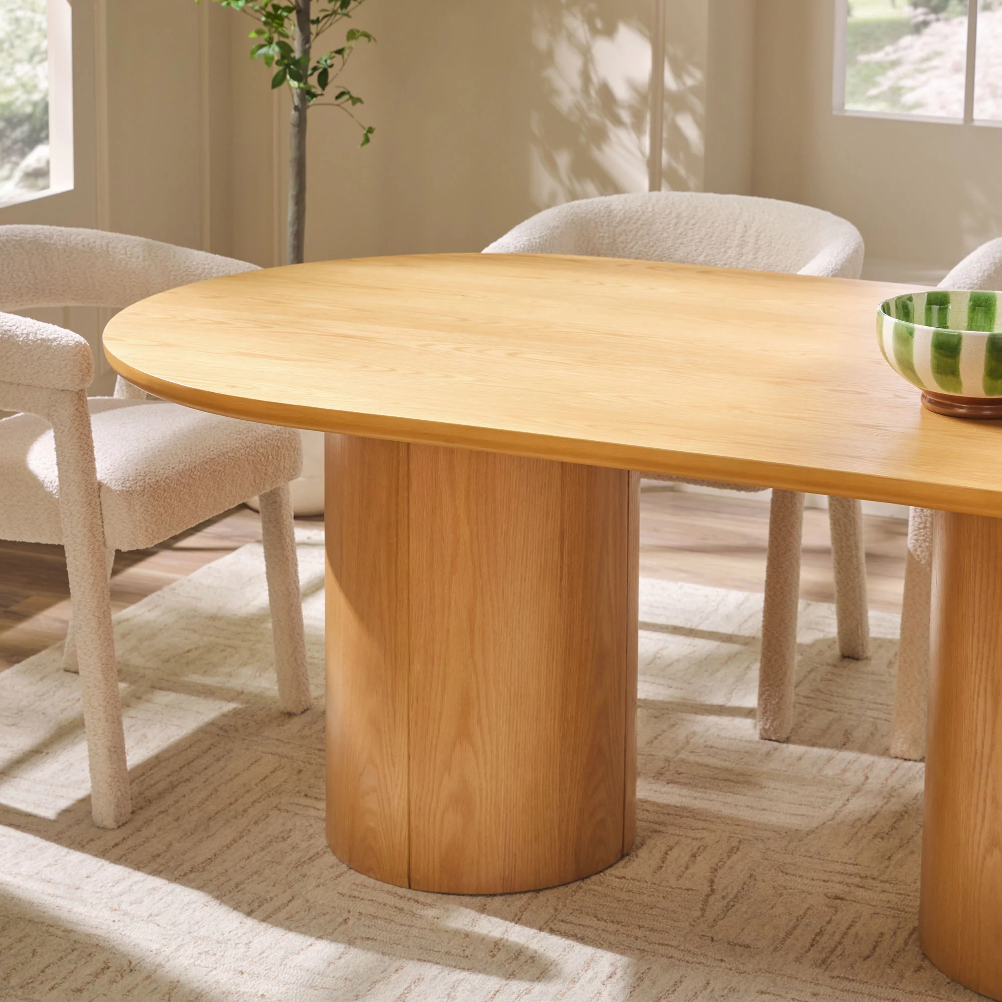 Maya Modern 70" Oval Dining Table with Round Pedestal Base, Seats 6 - Image 11
