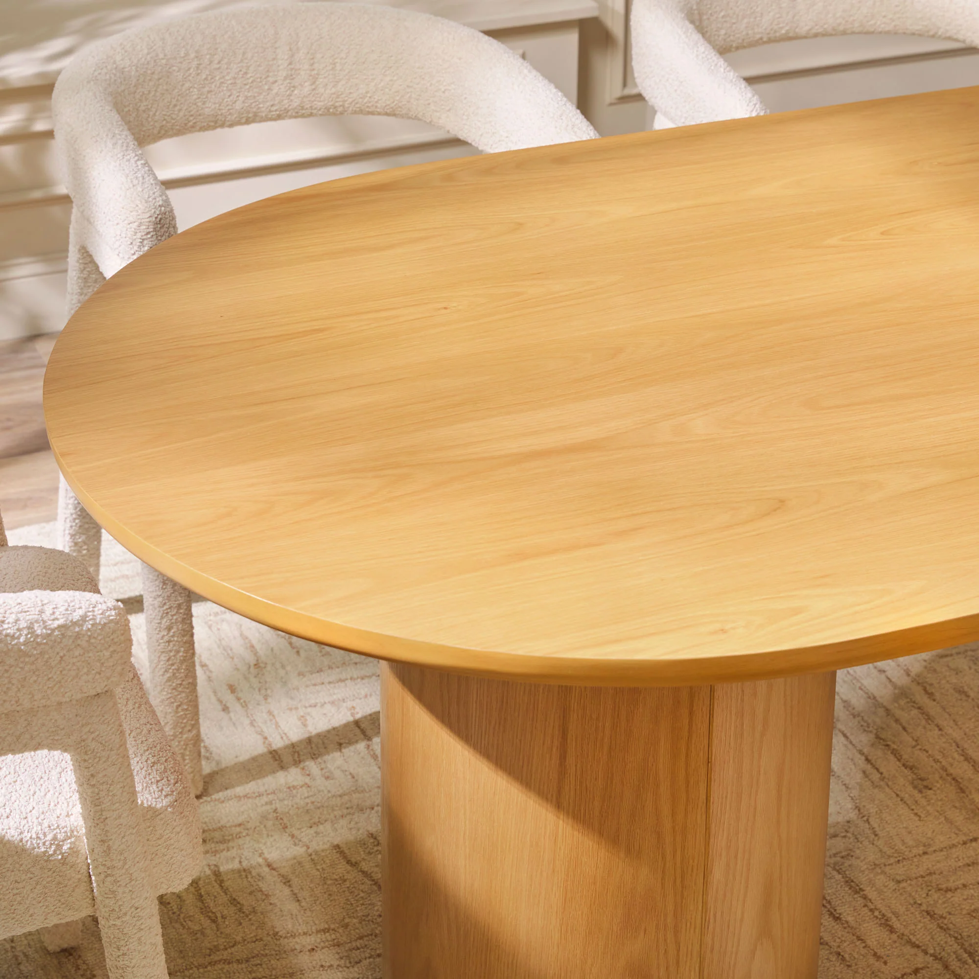 Maya Modern 70" Oval Dining Table with Round Pedestal Base, Seats 6 - Image 12