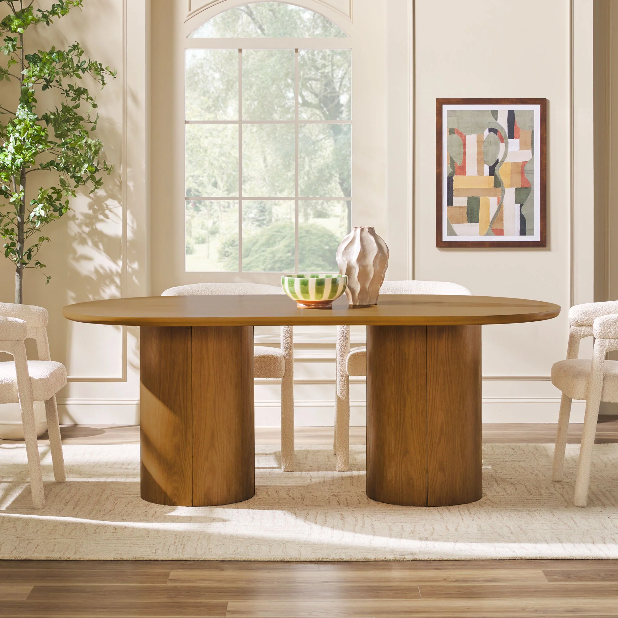 Maya Modern 70" Oval Dining Table with Round Pedestal Base, Seats 6 - Image 23
