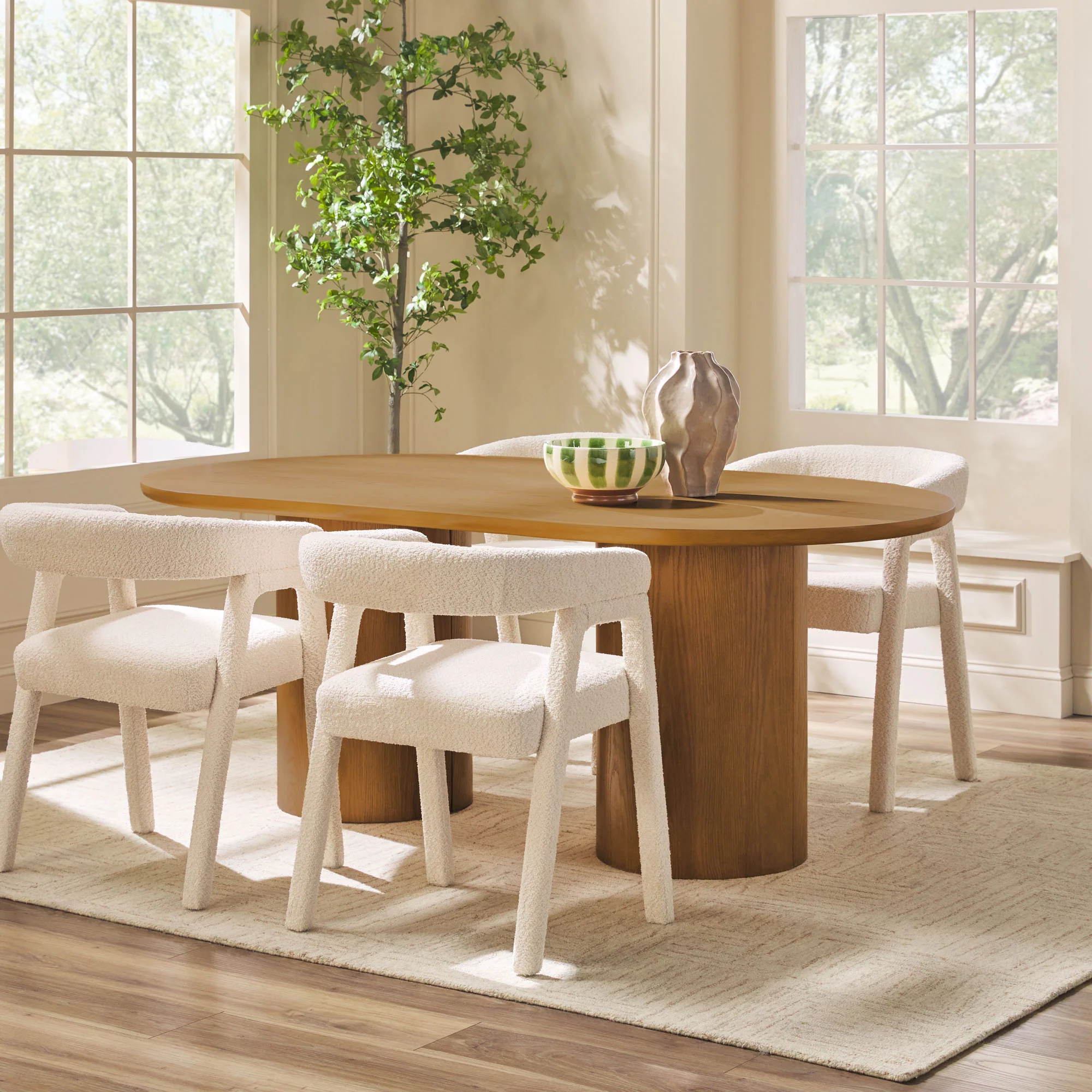 Maya Modern 70" Oval Dining Table with Round Pedestal Base, Seats 6 - Image 24