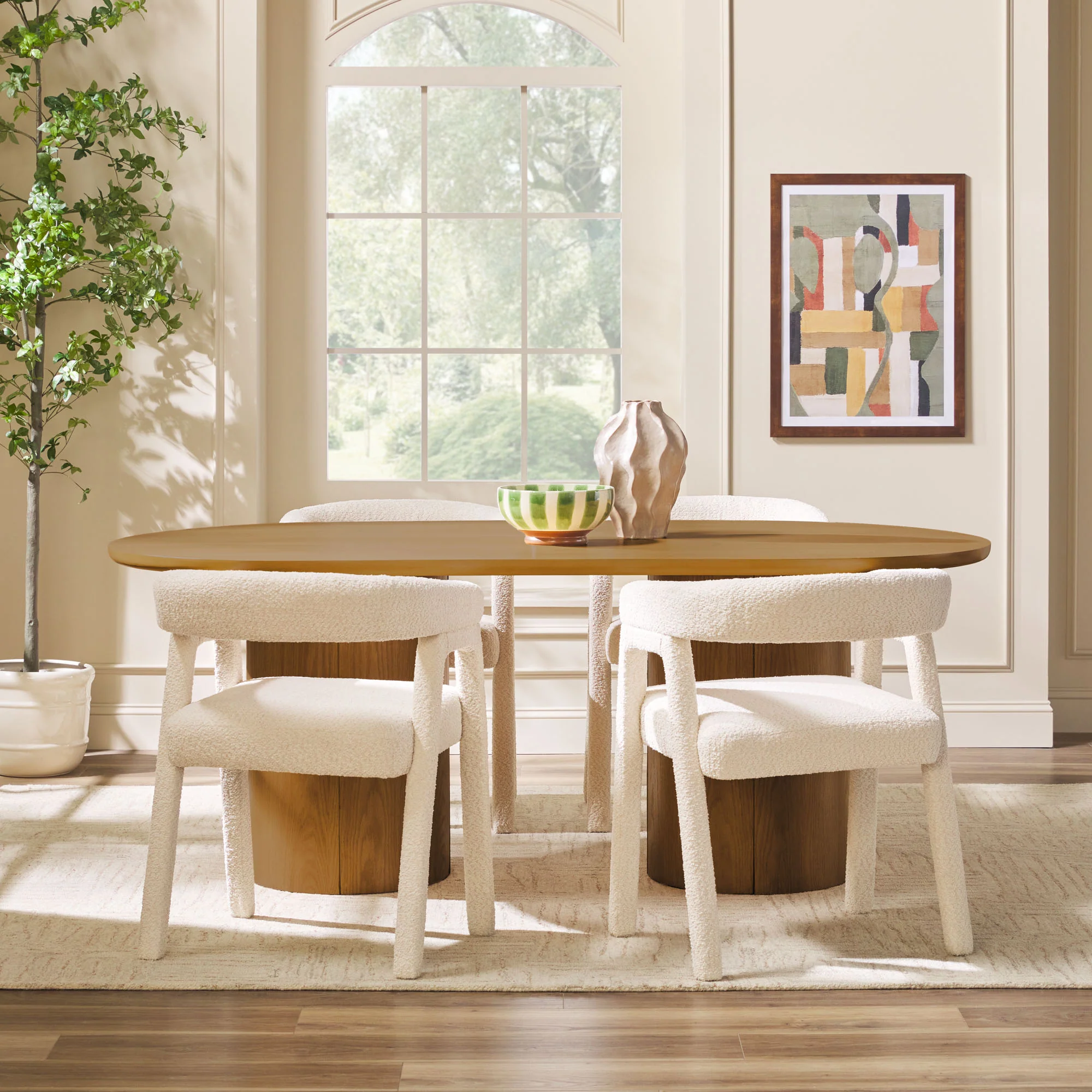 Maya Modern 70" Oval Dining Table with Round Pedestal Base, Seats 6 - Image 25