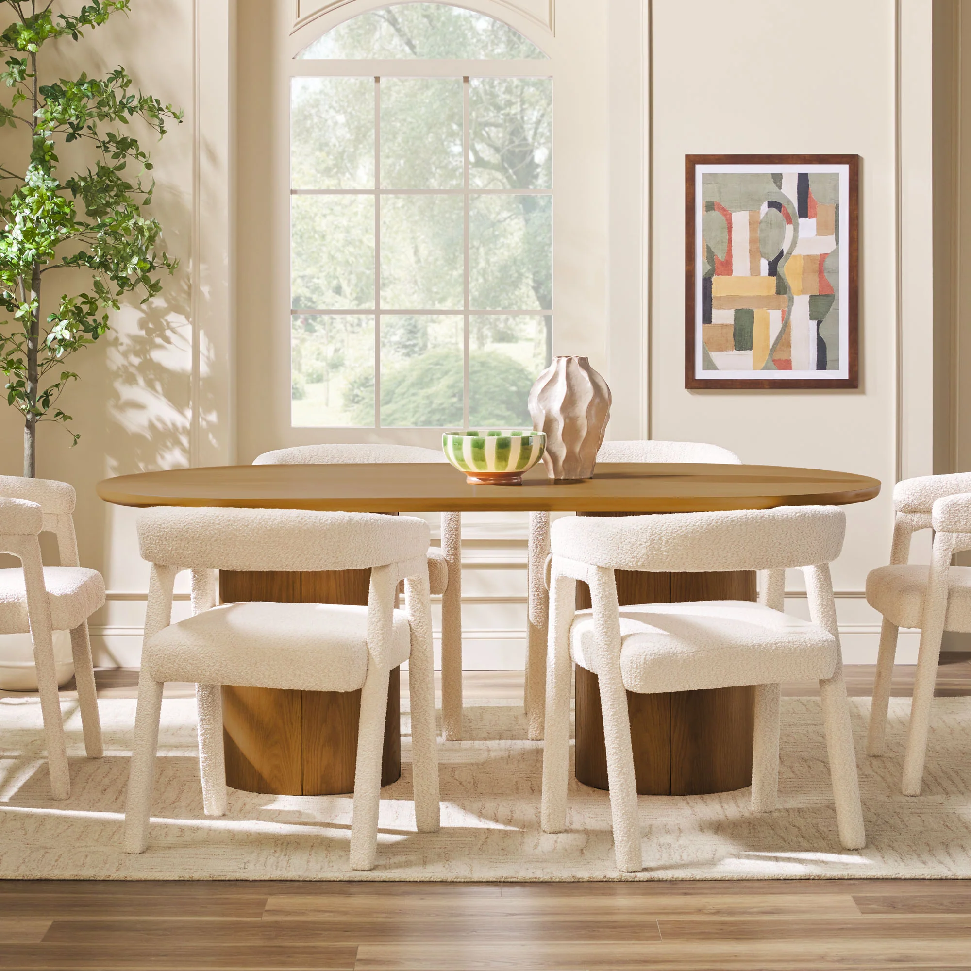 Maya Modern 70" Oval Dining Table with Round Pedestal Base, Seats 6 - Image 26