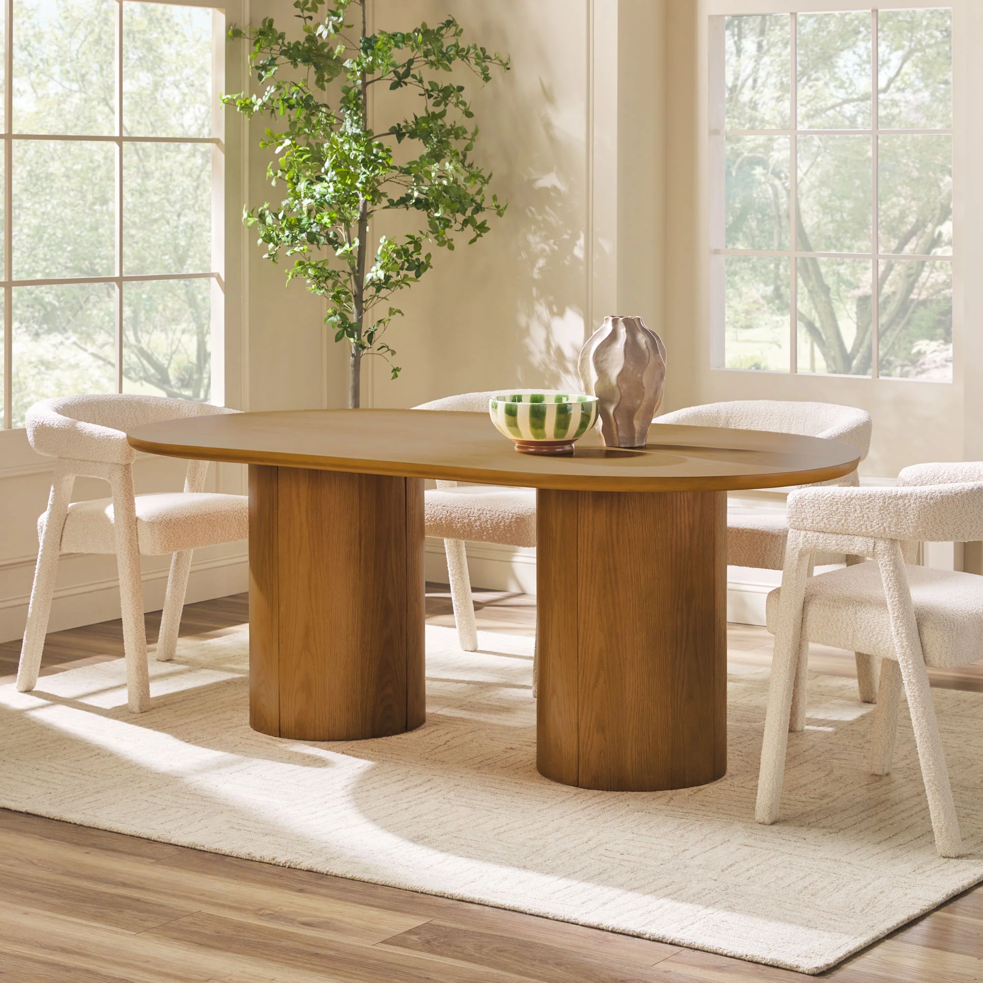 Maya Modern 70" Oval Dining Table with Round Pedestal Base, Seats 6 - Image 29