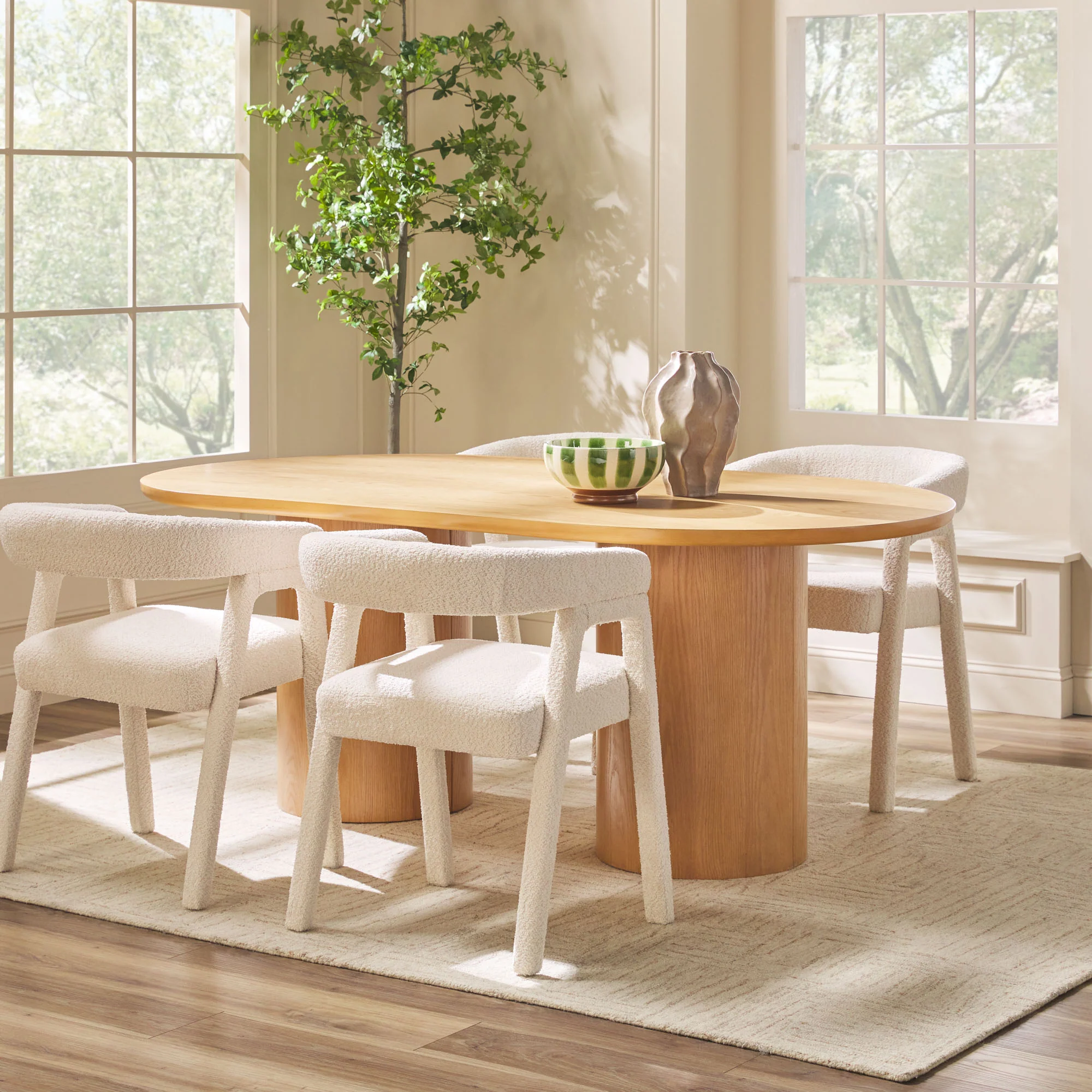 Maya Modern 70" Oval Dining Table with Round Pedestal Base, Seats 6 - Image 3