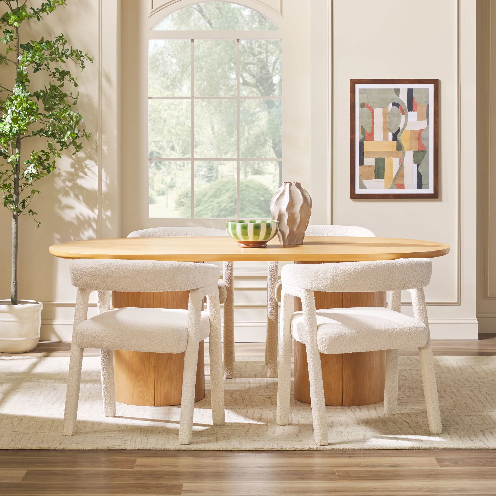 Maya Modern 70" Oval Dining Table with Round Pedestal Base, Seats 6 - Image 4