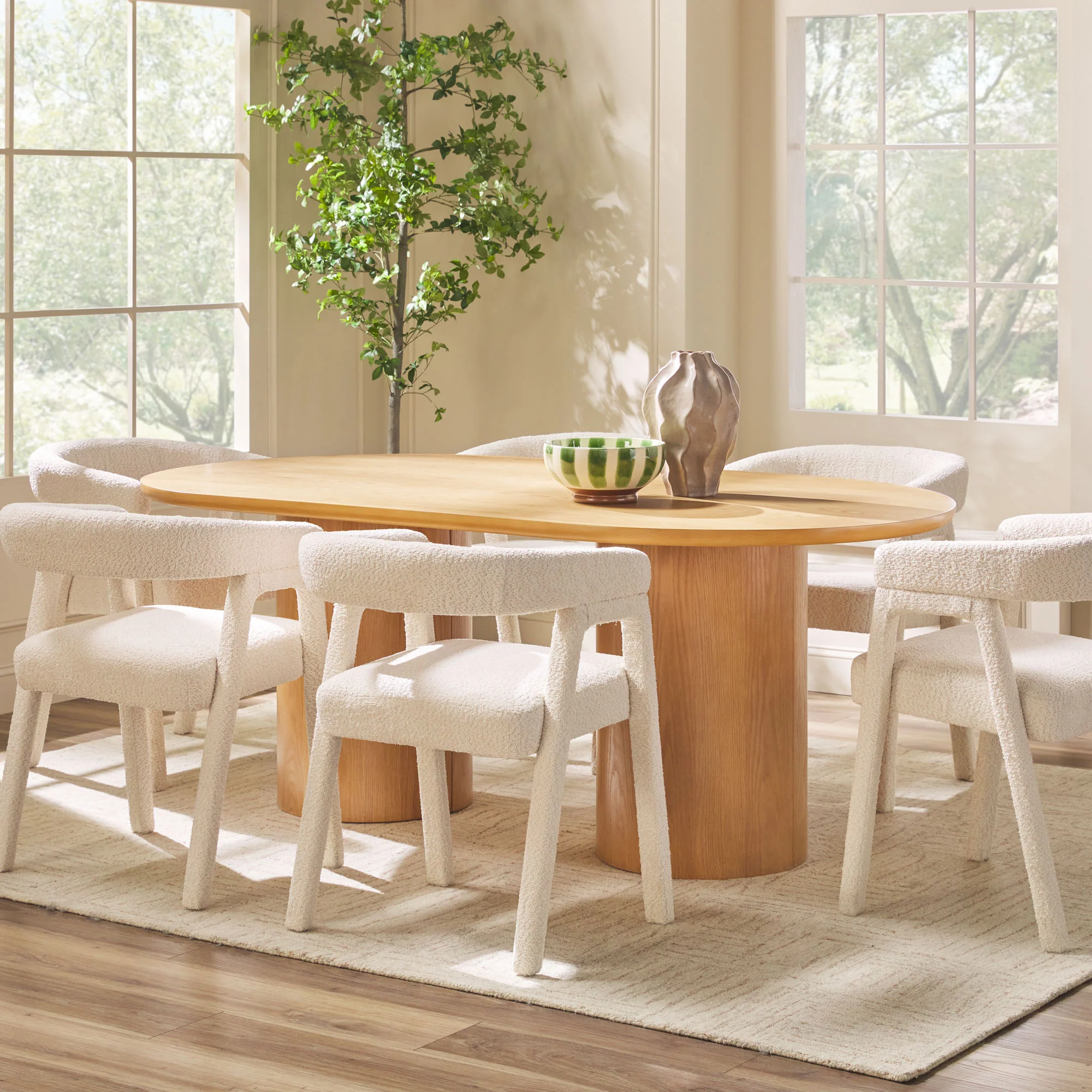 Maya Modern 70" Oval Dining Table with Round Pedestal Base, Seats 6 - Image 5