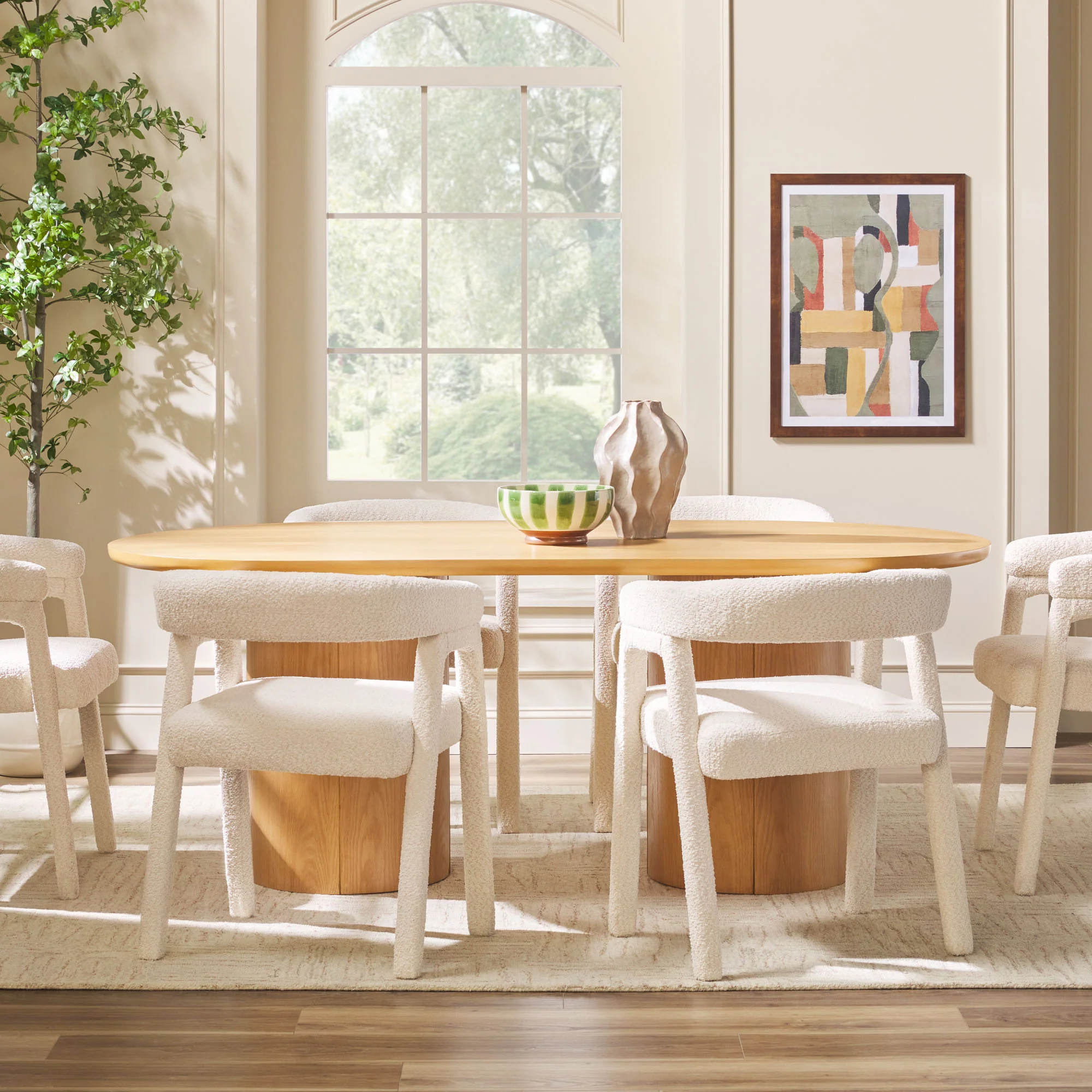 Maya Modern 70" Oval Dining Table with Round Pedestal Base, Seats 6 - Image 6