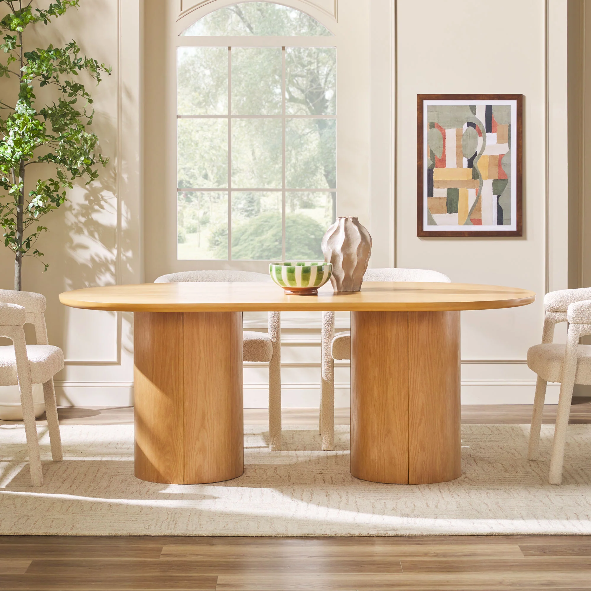 Maya Modern 70" Oval Dining Table with Round Pedestal Base, Seats 6 - Image 7