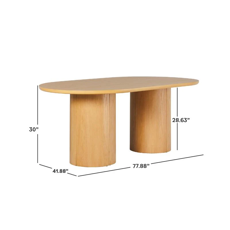 Maya Modern 70" Oval Dining Table with Round Pedestal Base, Seats 6 - Image 8