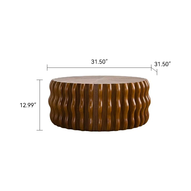 Walker Edison | Mid Century Drum Fluted Modern Round Coffee Table - Image 6