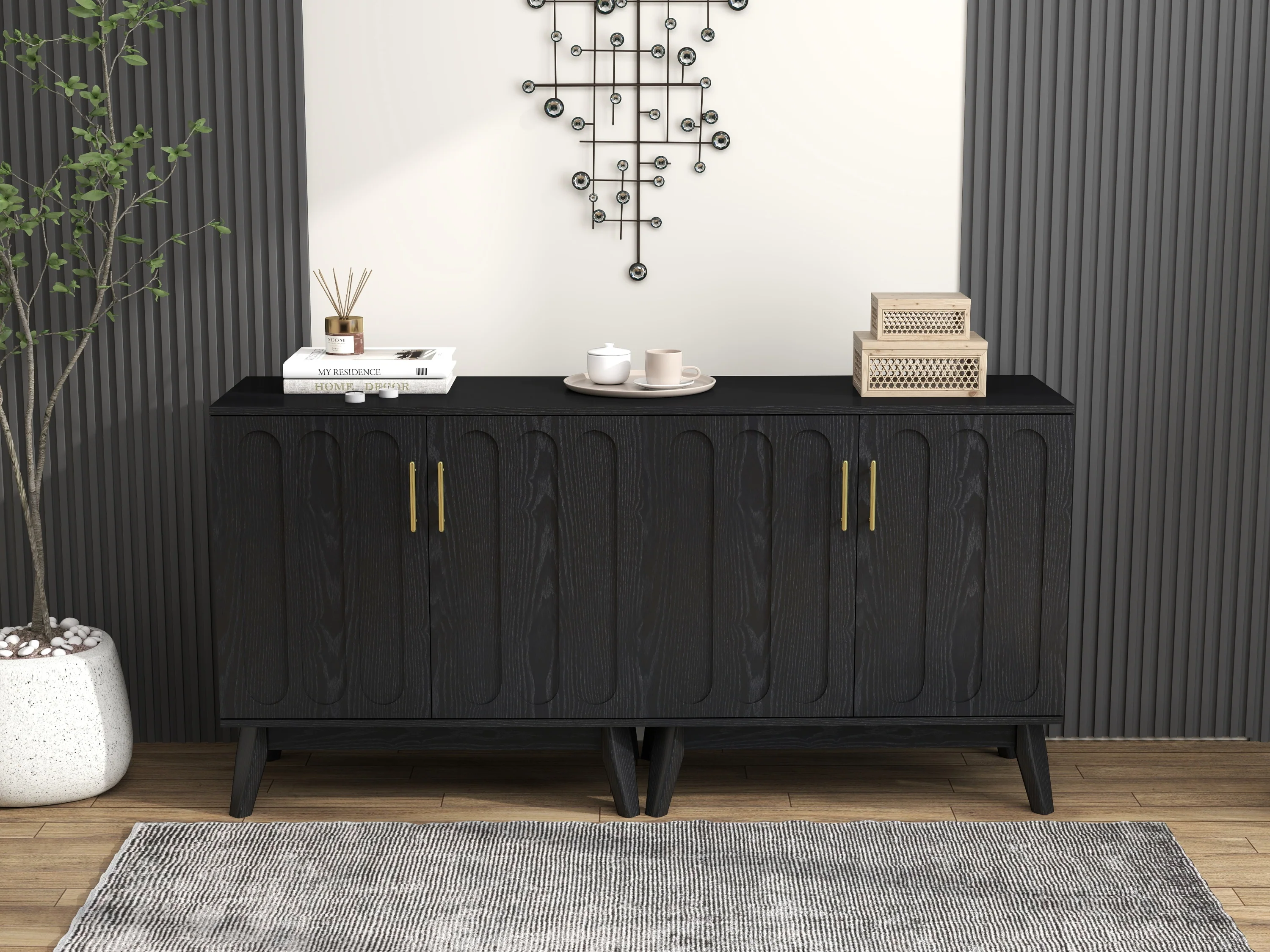 Walker Edison | Mid-Century Modern Fluted Accent Cabinet - Image 11