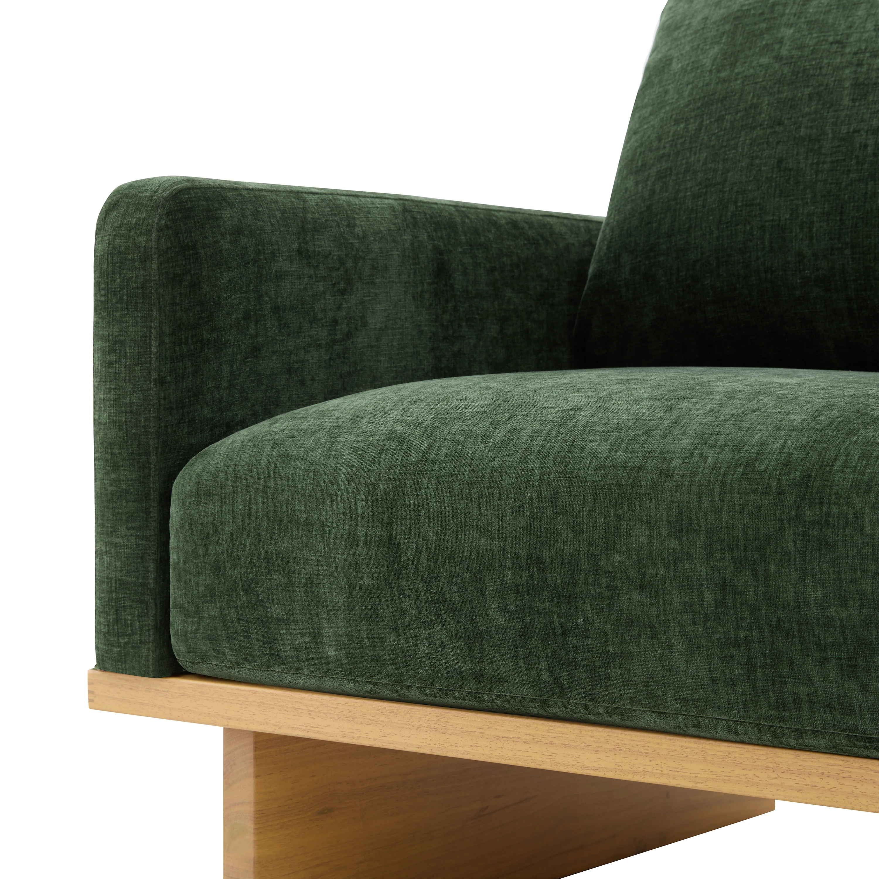 Mid-Century Modern Minimalist Green Accent Chair with Solid Wood Frame - Image 12