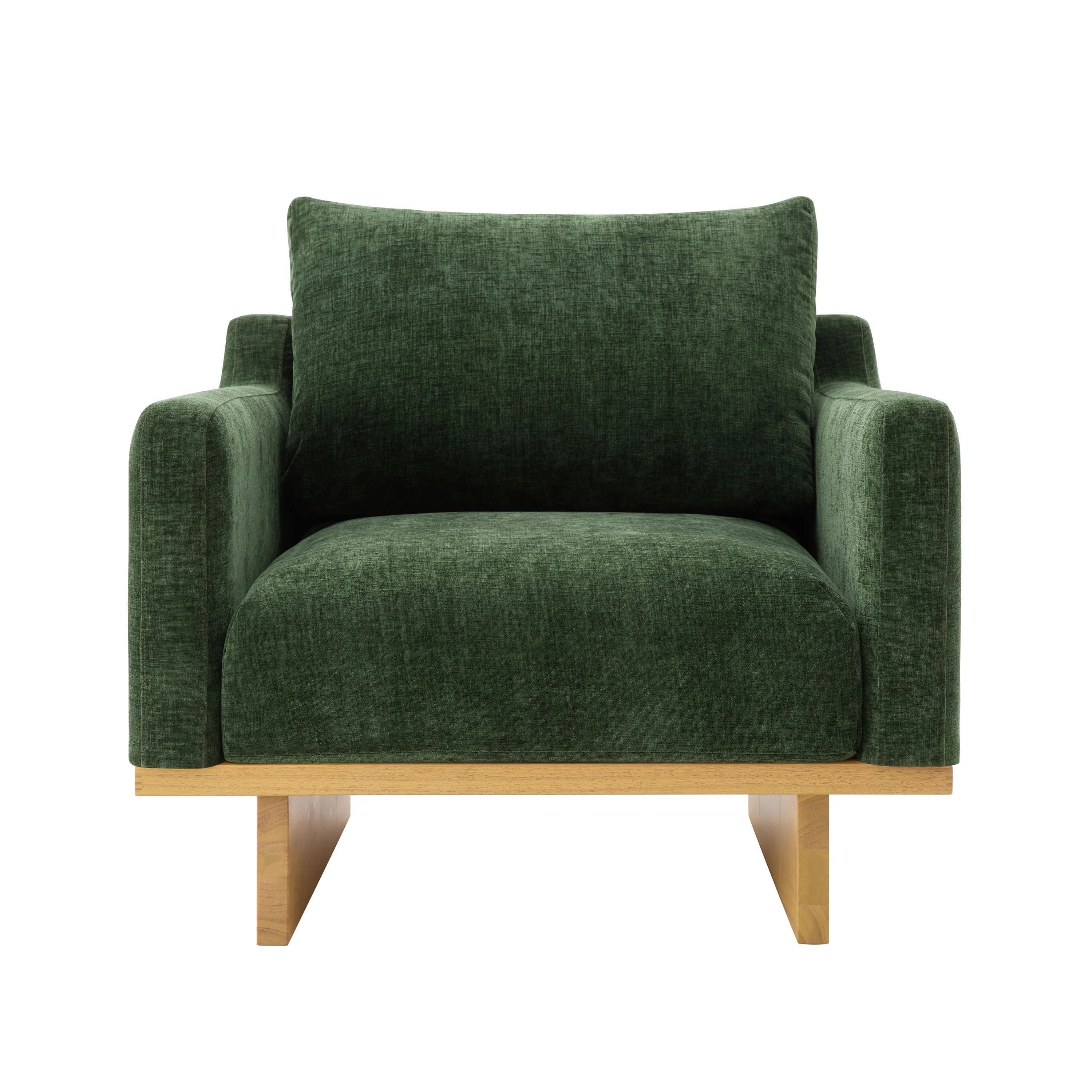 Mid-Century Modern Minimalist Green Accent Chair with Solid Wood Frame - Image 5