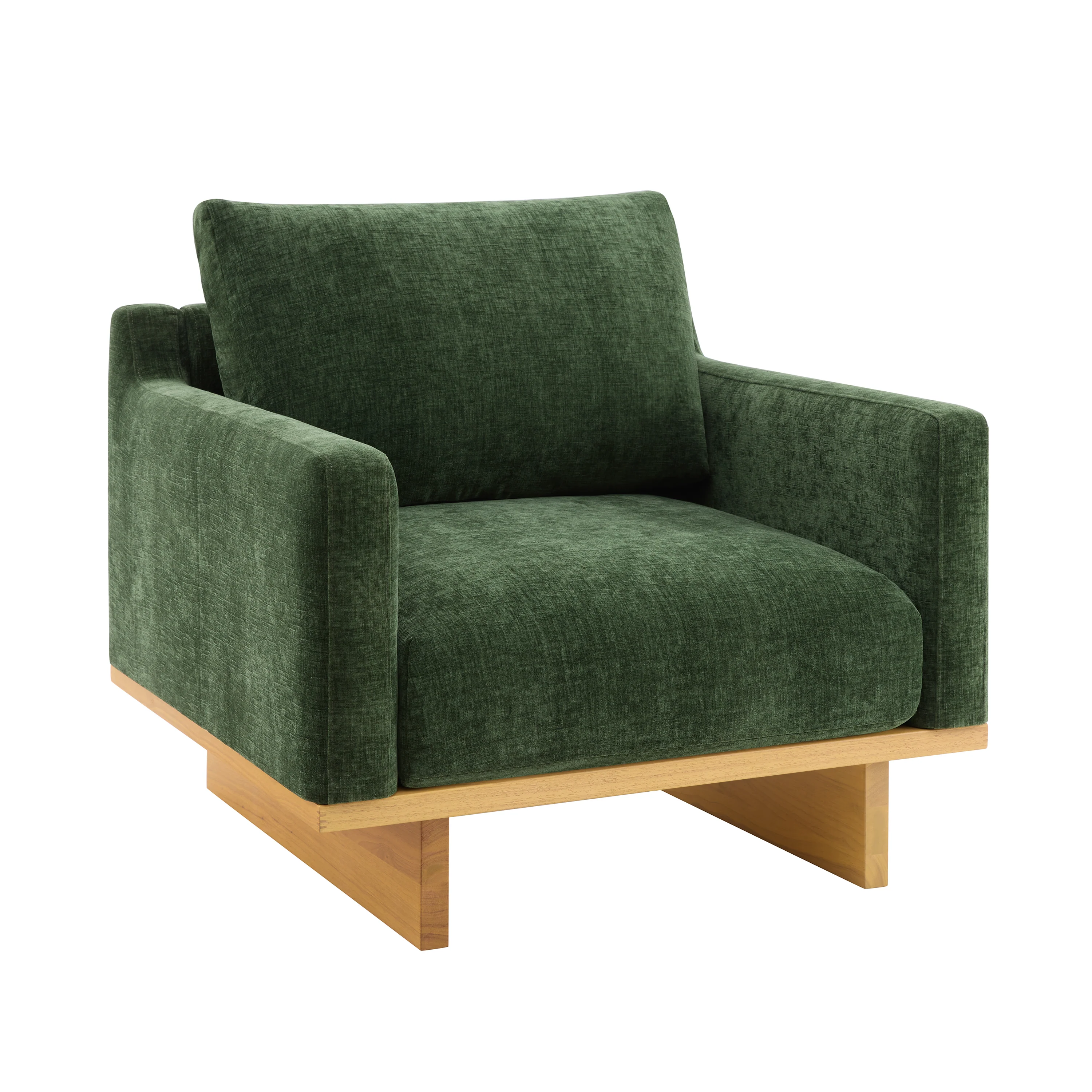 Mid-Century Modern Minimalist Green Accent Chair with Solid Wood Frame - Image 6