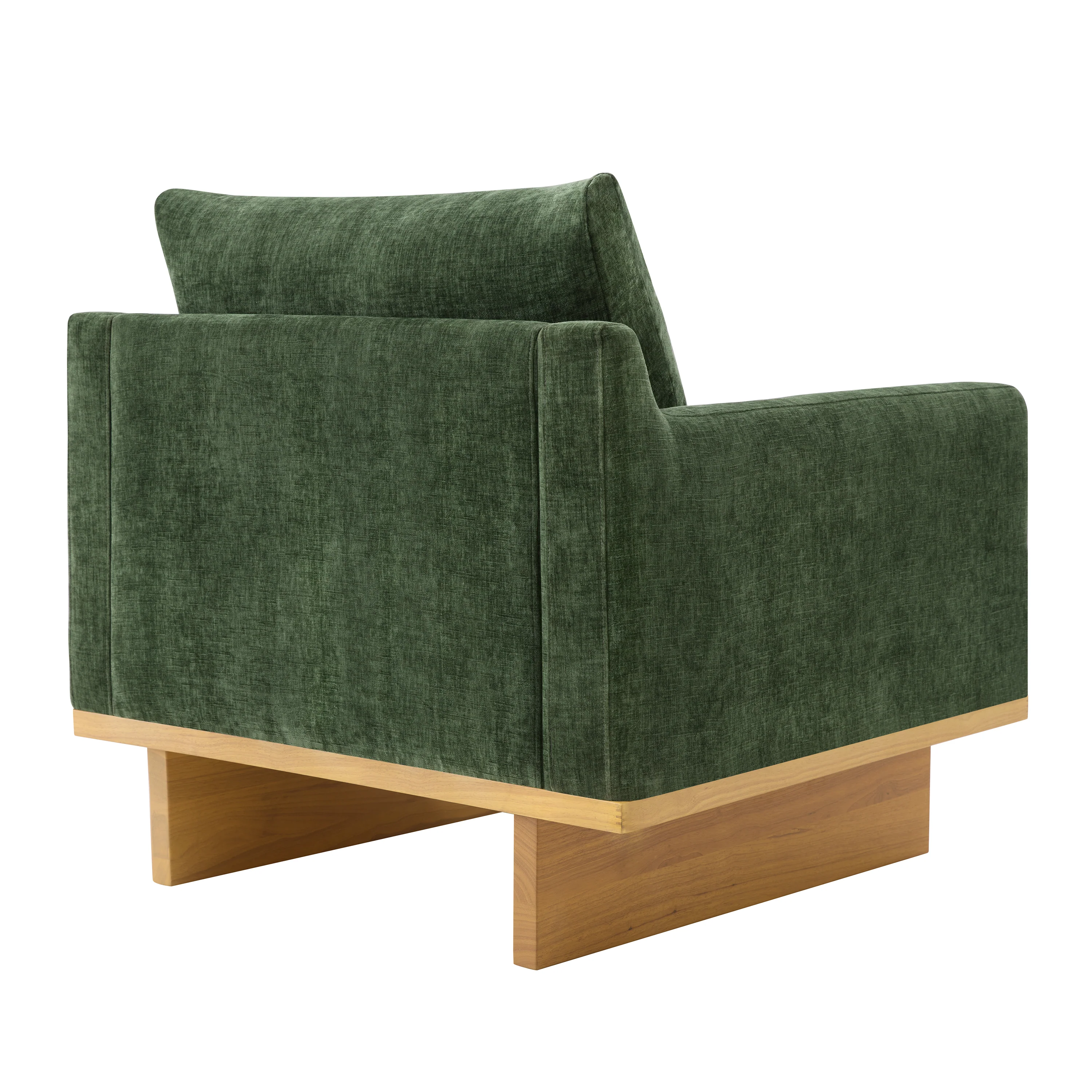 Mid-Century Modern Minimalist Green Accent Chair with Solid Wood Frame - Image 7