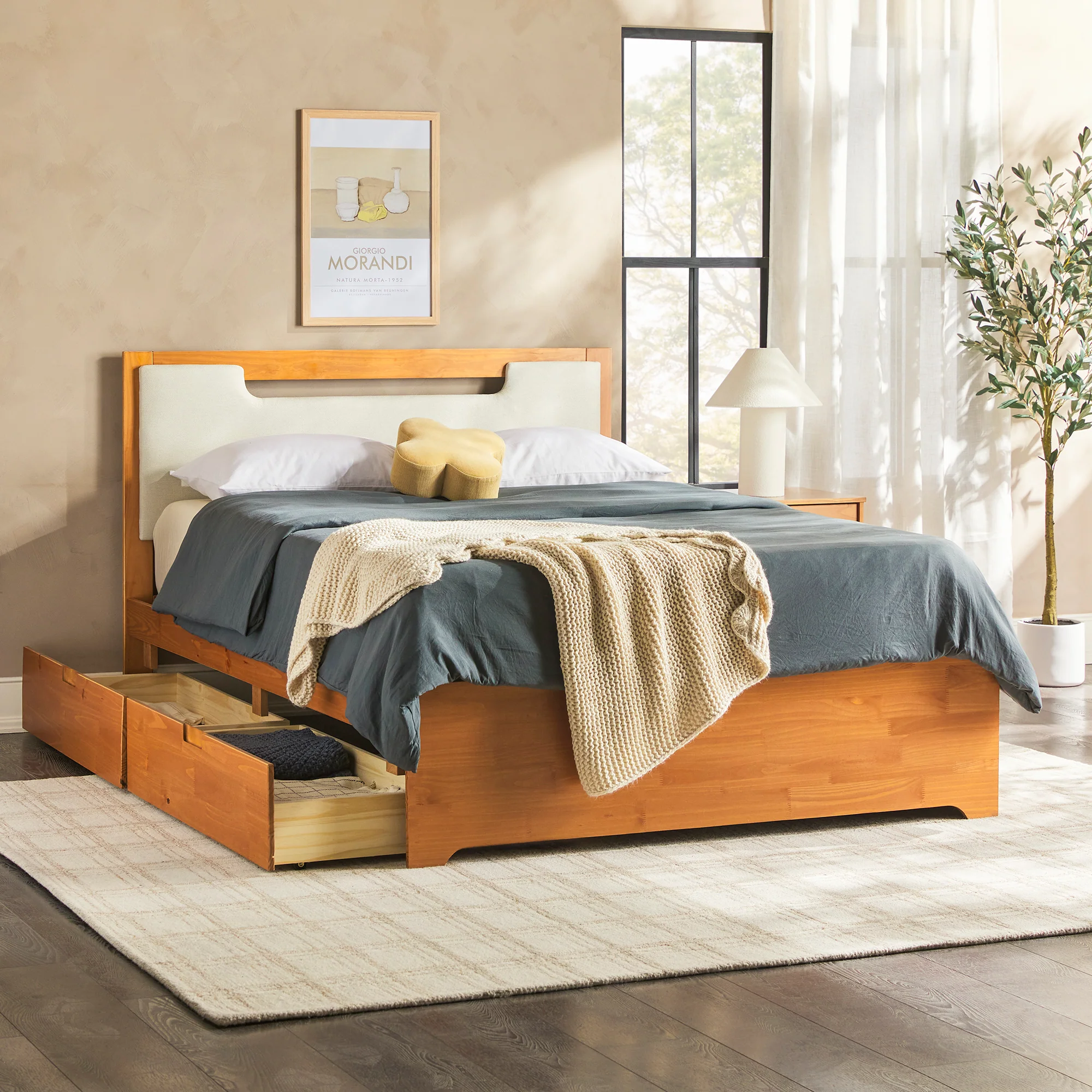 Sloane Mid-Century Modern Solid Wood Storage Bed - Image 4
