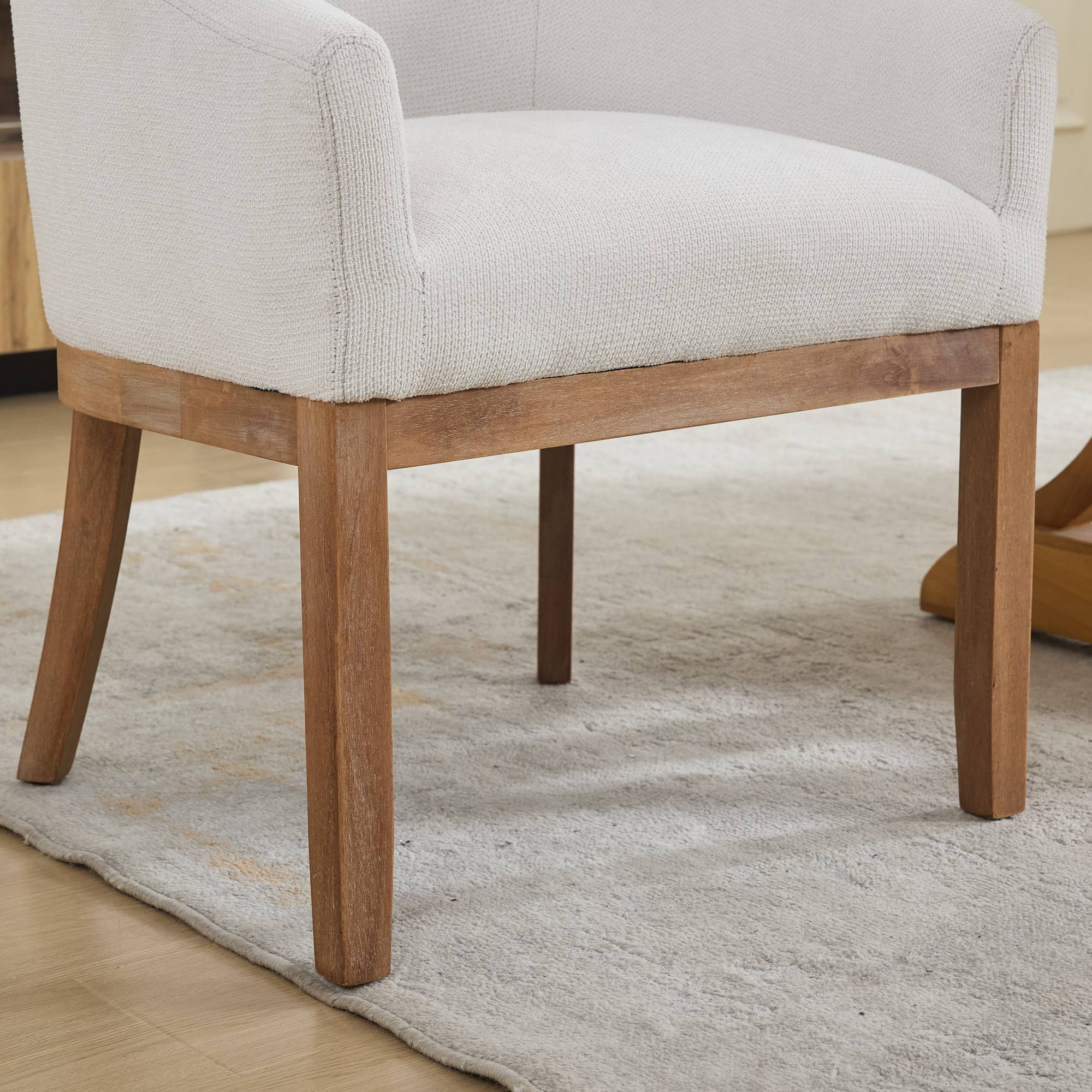 Mid Century Modern Upholstered Linen Barrel Dining Chairs - Image 13