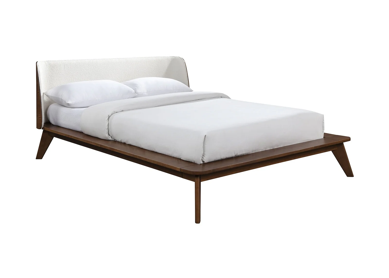 Walker Edison | Mid-Century Modern Winged Edge Headboard King Size Bedframe - Image 5
