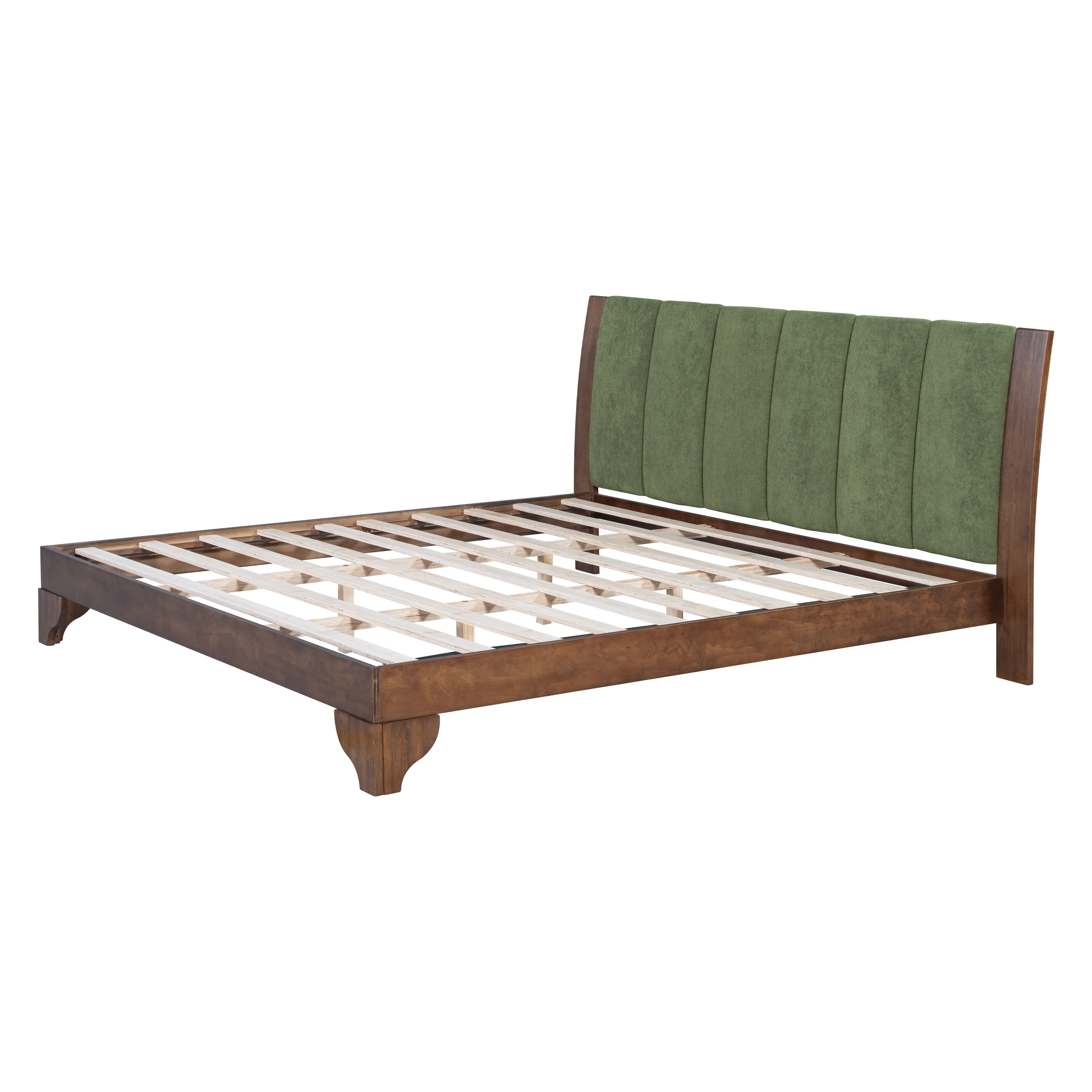 Mid Century Modern Wood and Upholstered Bedframe - Image 10