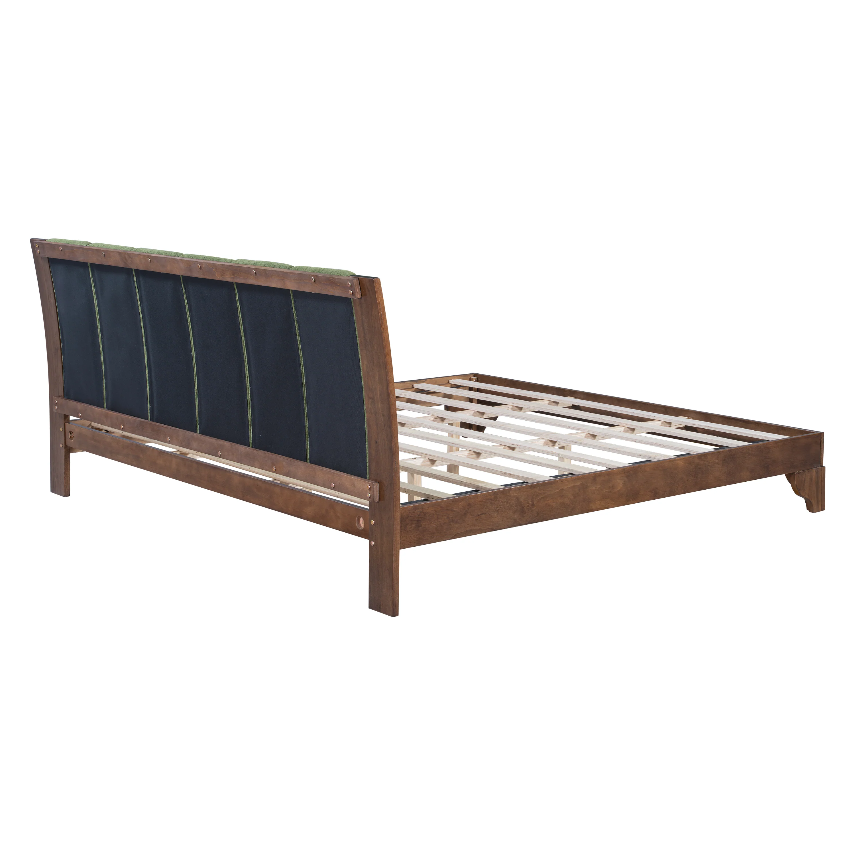 Mid Century Modern Wood and Upholstered Bedframe - Image 12