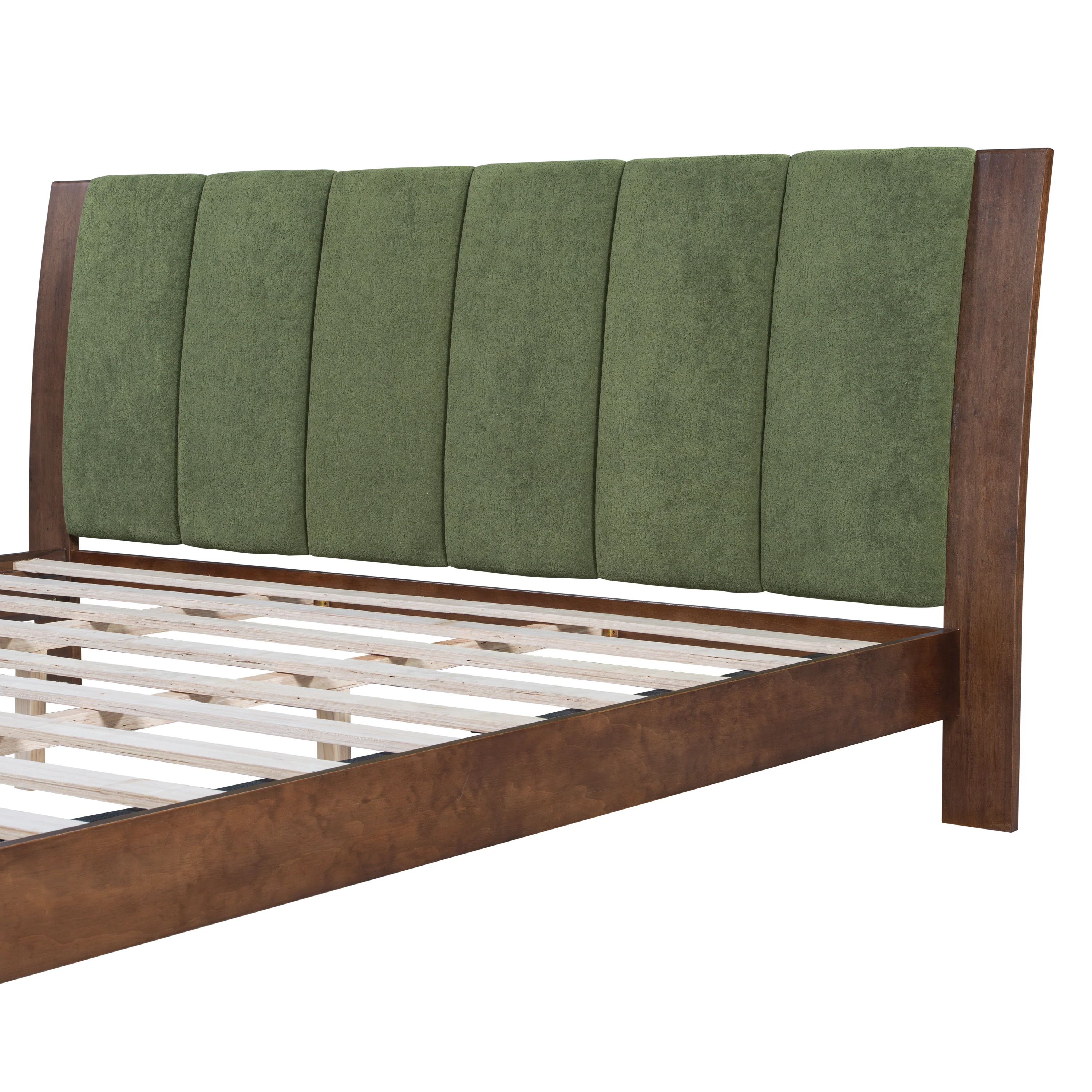 Mid Century Modern Wood and Upholstered Bedframe - Image 13