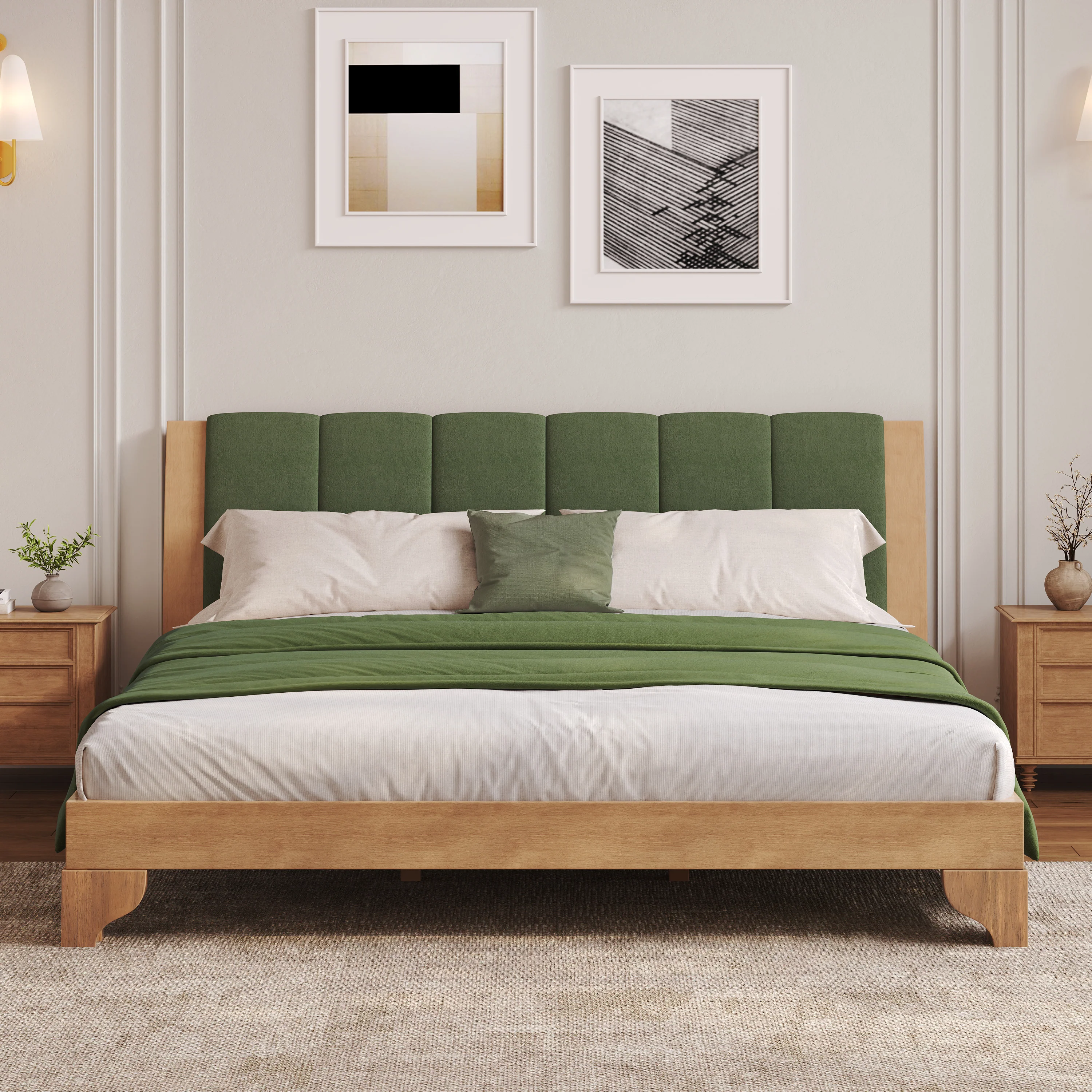 Mid Century Modern Wood and Upholstered Bedframe - Image 20