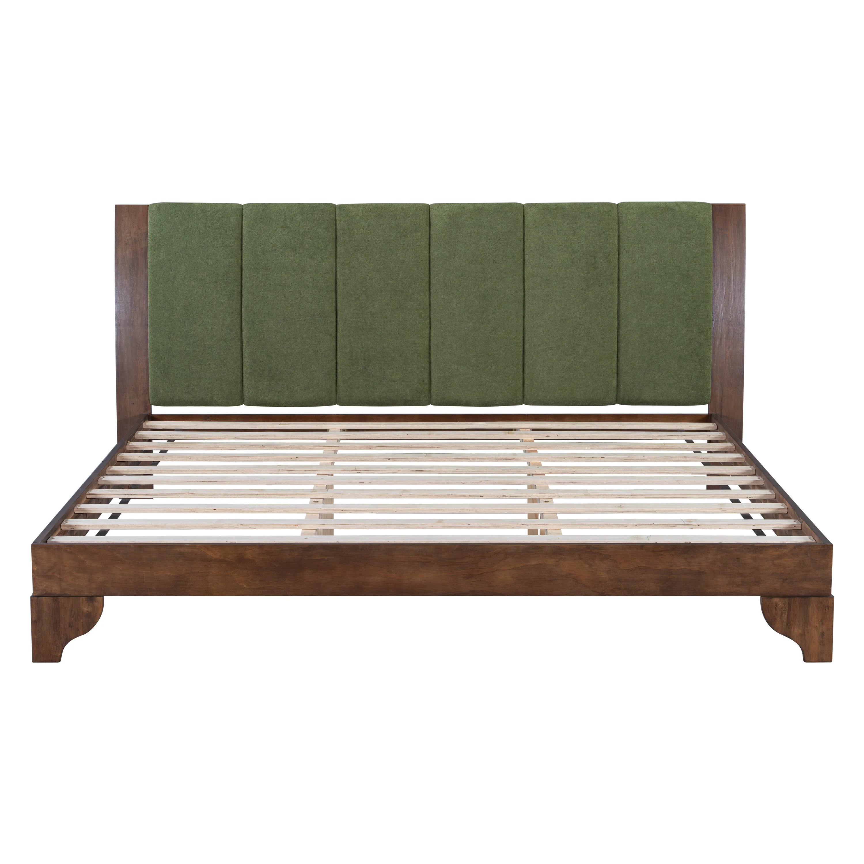 Mid Century Modern Wood and Upholstered Bedframe - Image 7