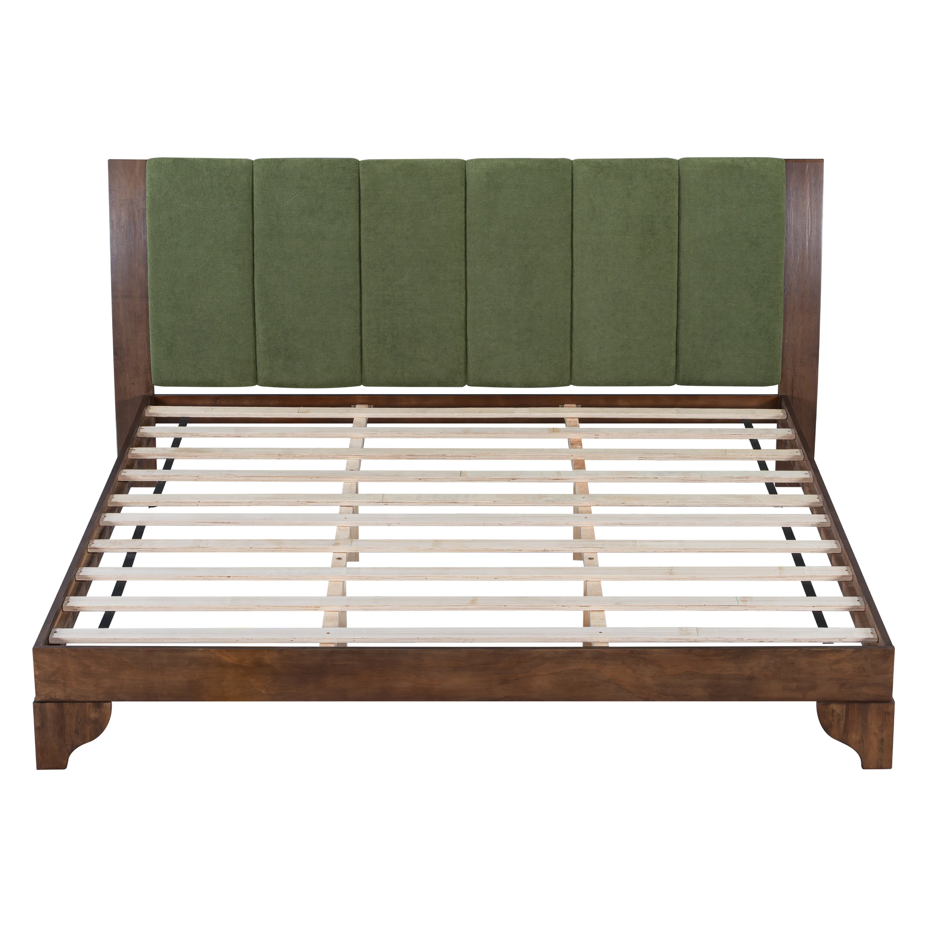 Mid Century Modern Wood and Upholstered Bedframe - Image 8