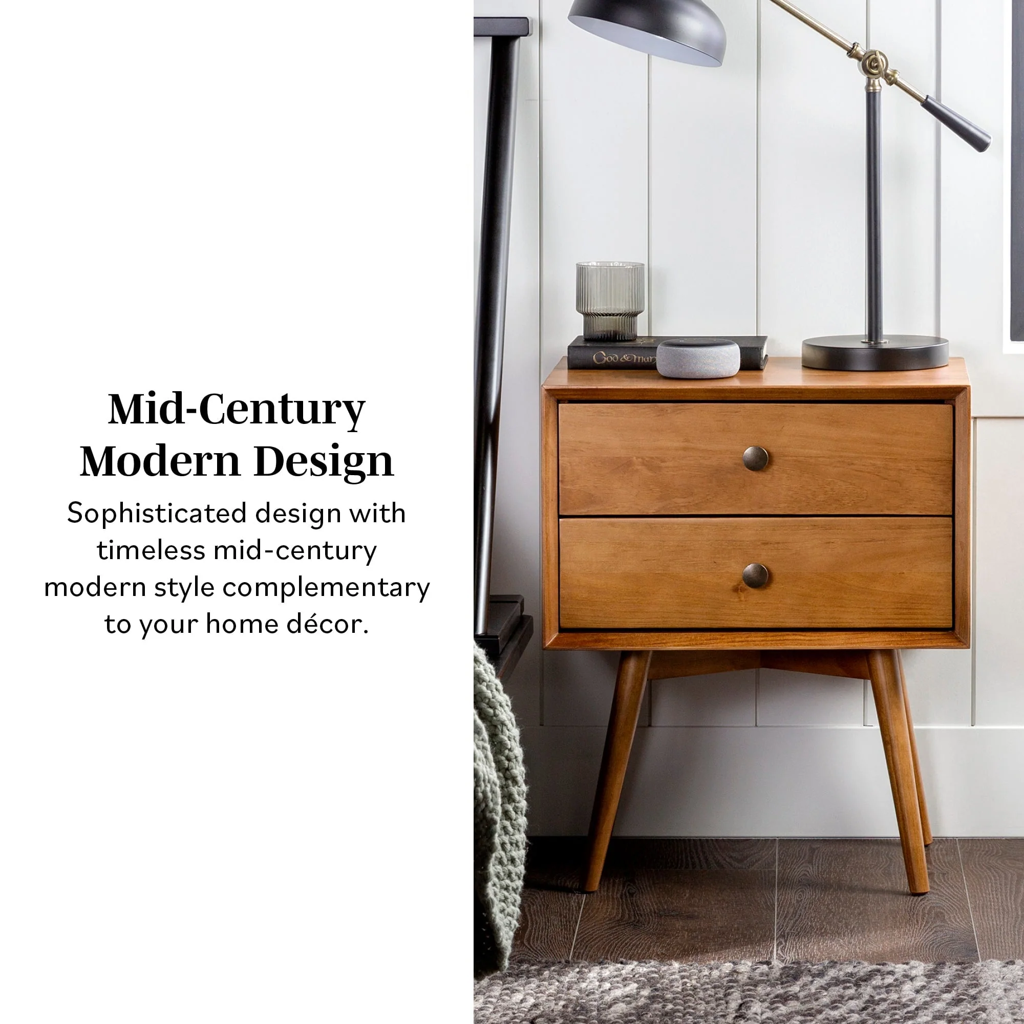 Mid-Century Solid Wood Nightstand Collection (1 or 2 Drawer) - Image 6