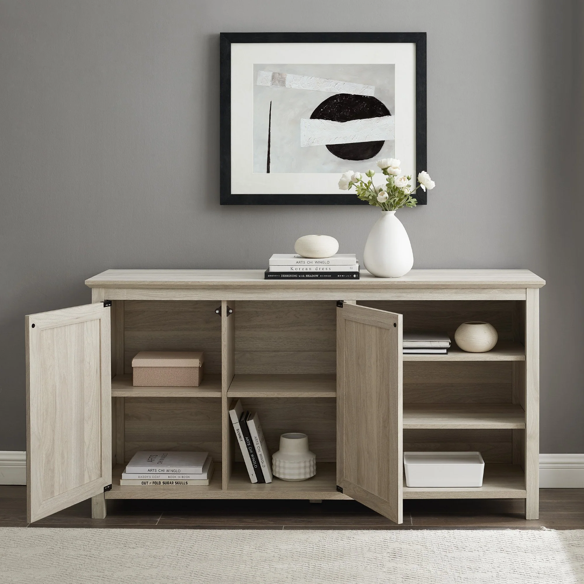 Mila Angled Groove Buffet Sideboard & TV Stand - Image 6